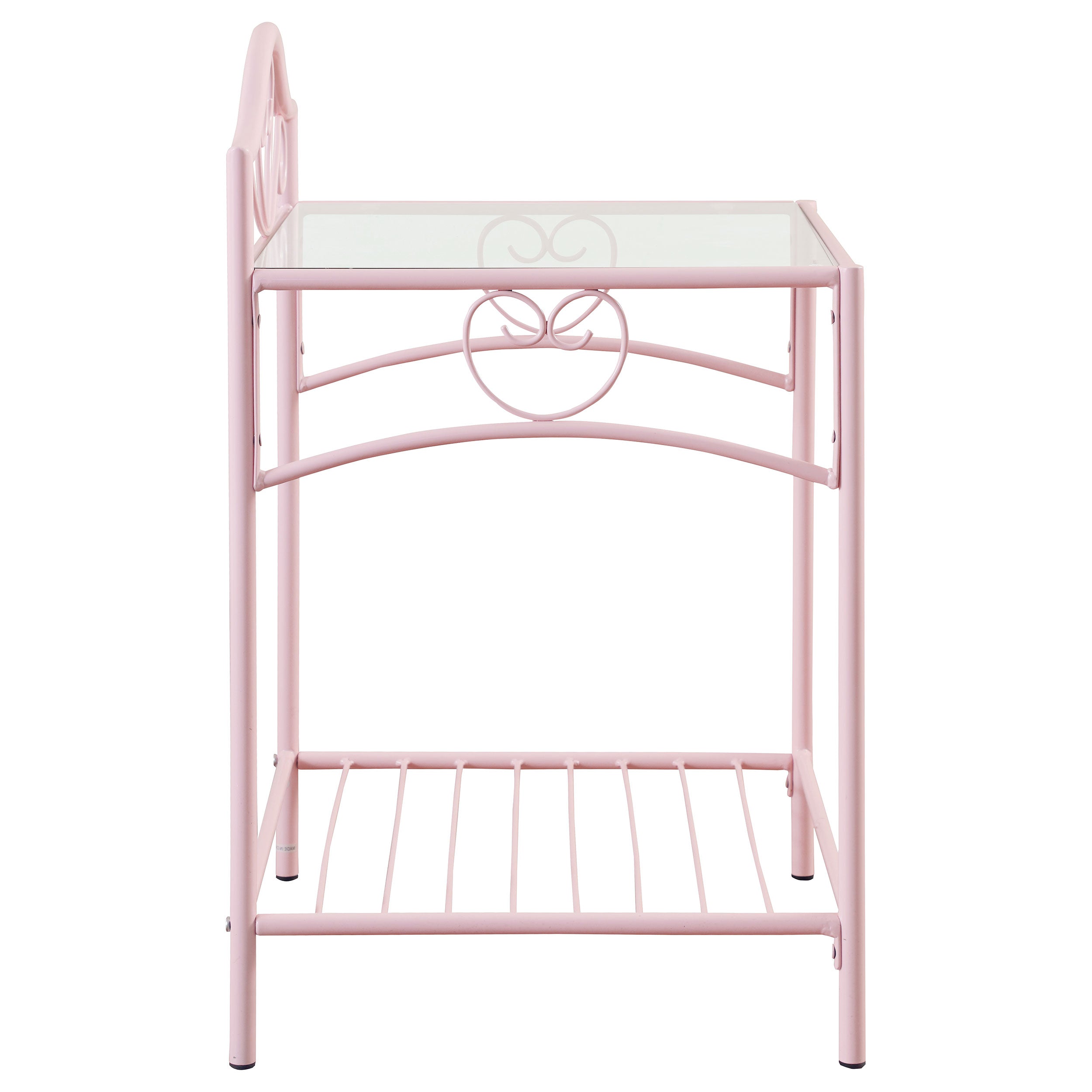 Massi 1-shelf Nightstand with Glass Top Powder Pink