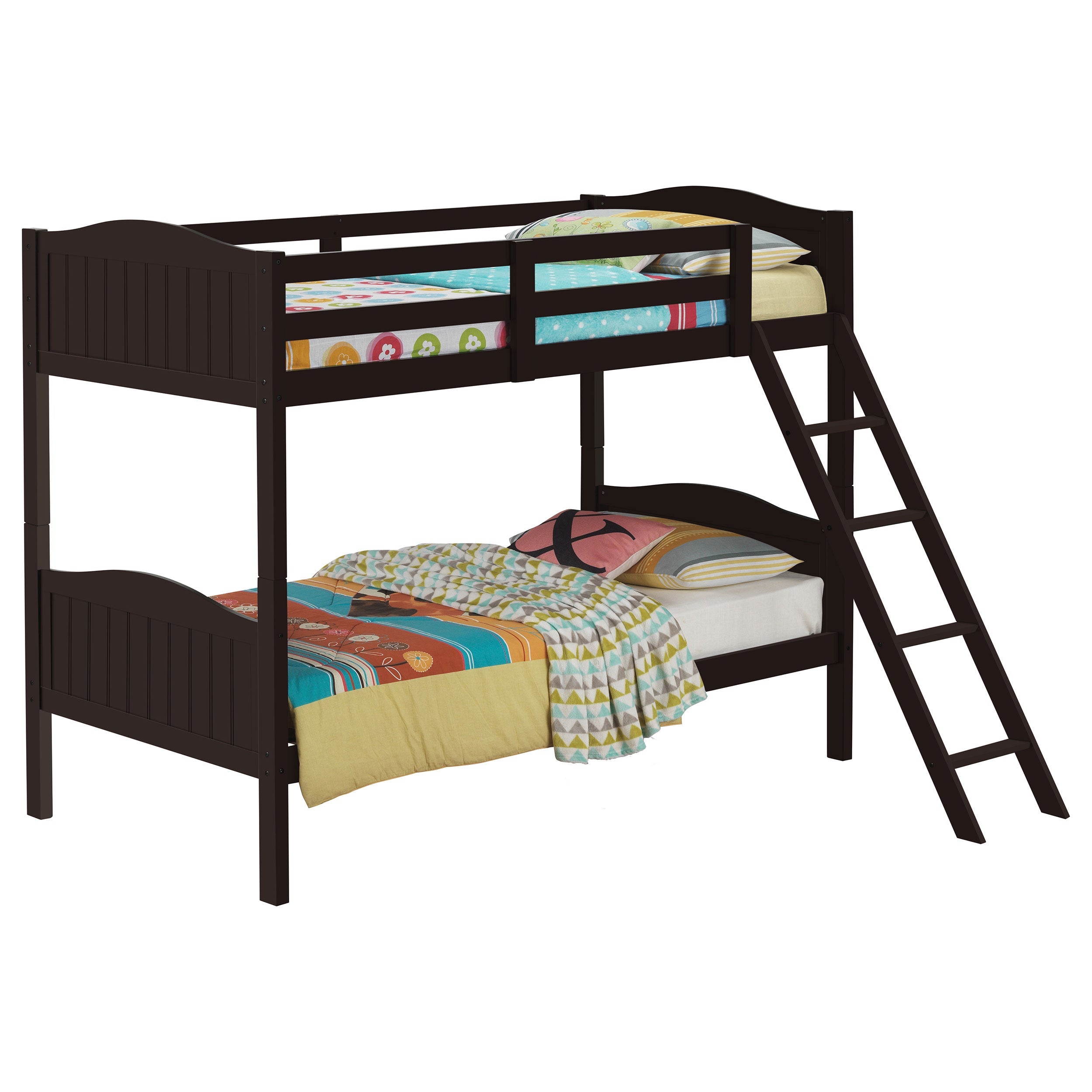 Arlo Twin Over Twin Bunk Bed with Ladder Espresso