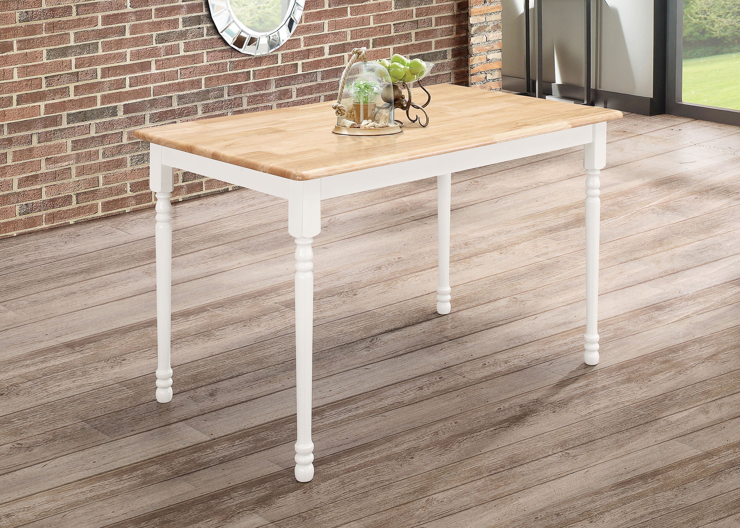 Taffee Rectangle Dining Table Natural Brown and White