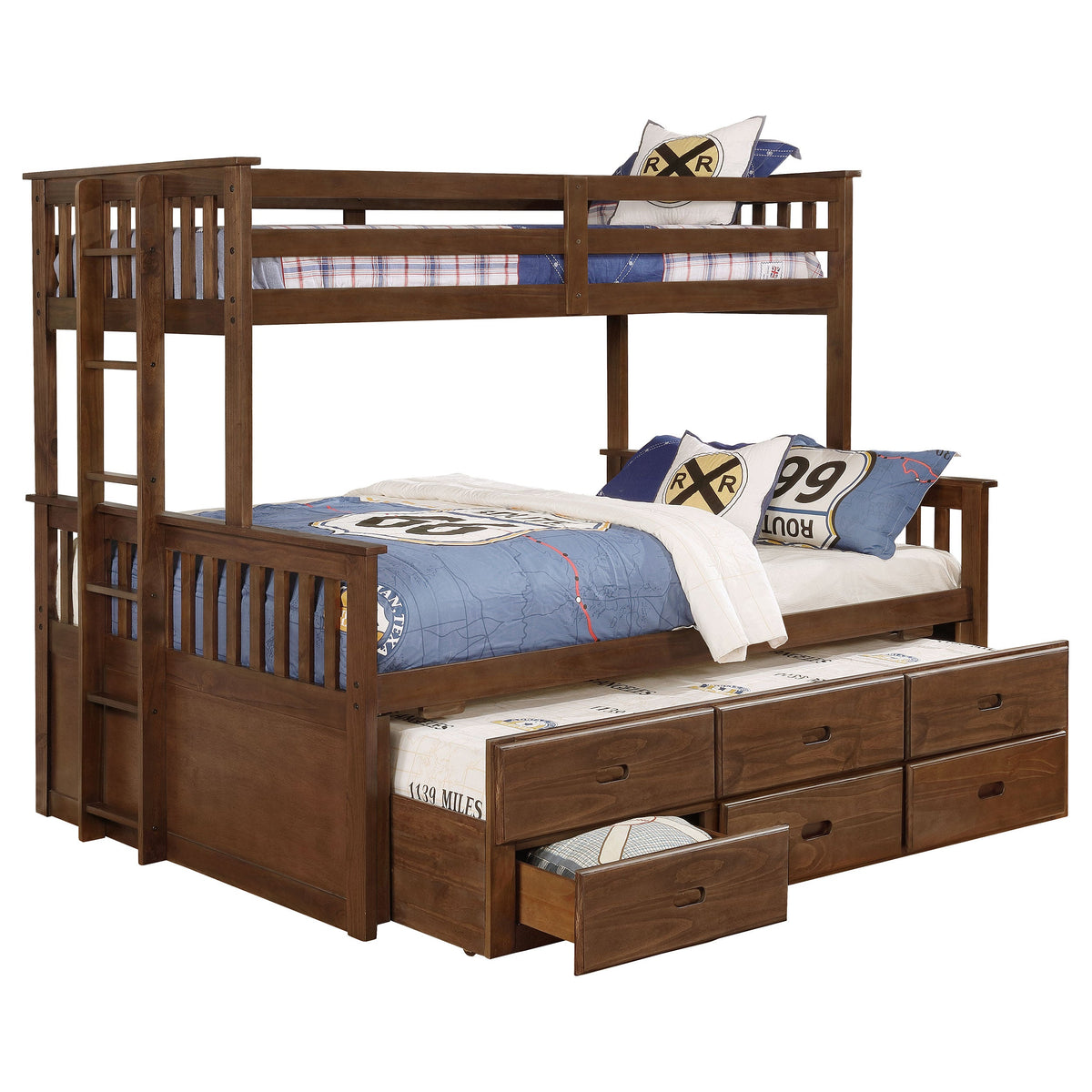 Atkin Twin Extra Long over  3-drawer Bunk Bed Weathered Walnut