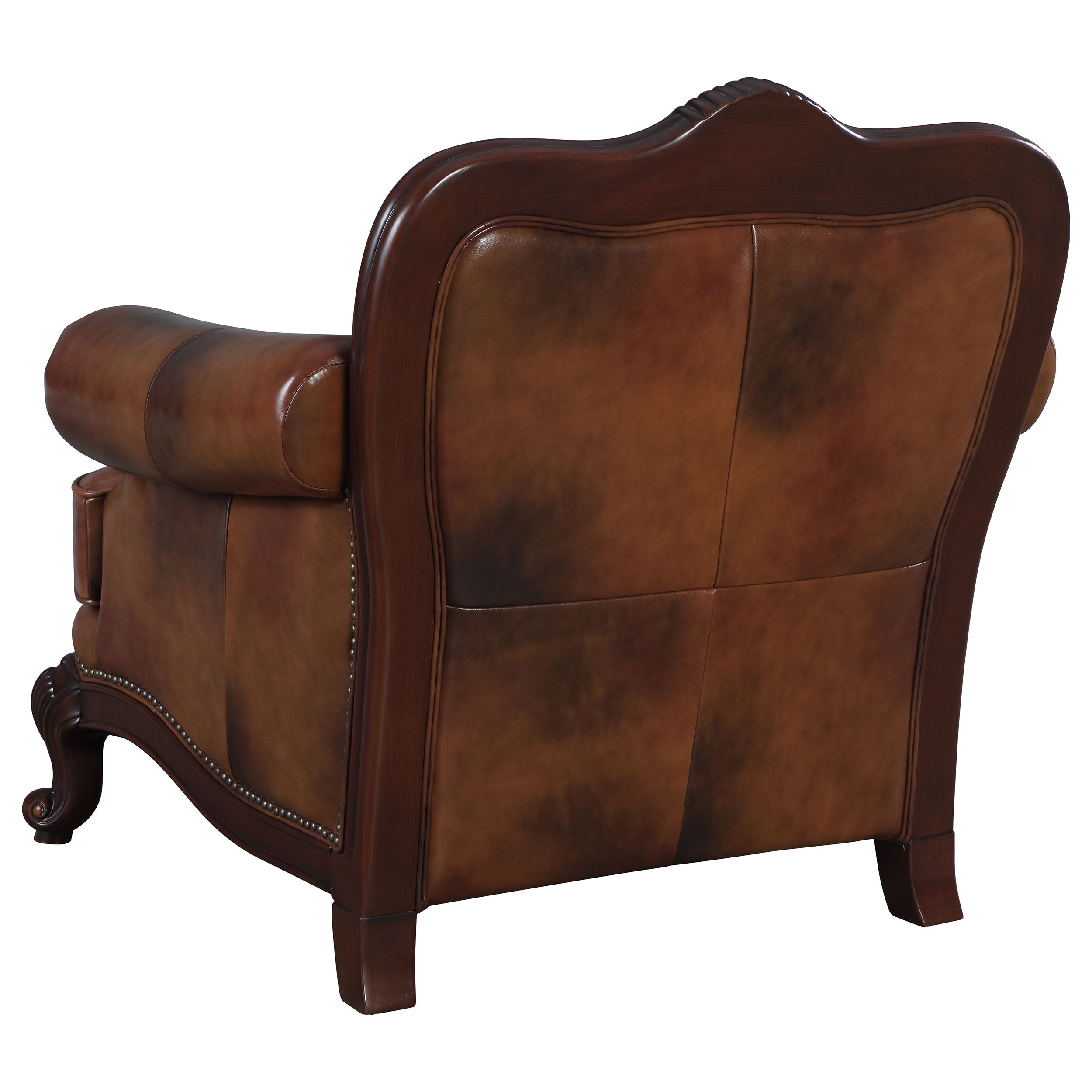 Victoria Rolled Arm Chair Tri-tone and Brown