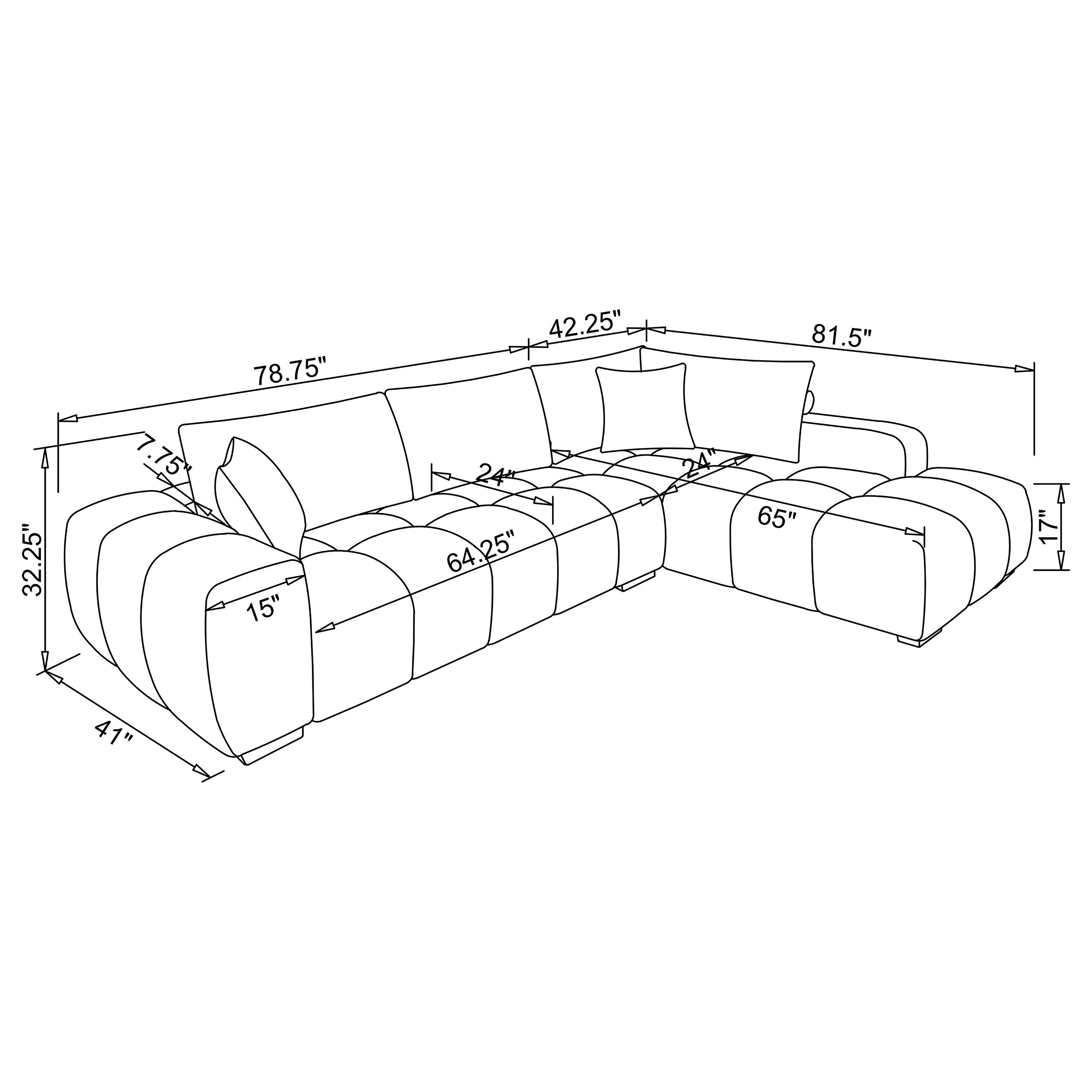 Camacho Upholstered Chaise Sectional Sofa Amber