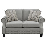 Sheldon Upholstered Loveseat with Rolled Arms Grey