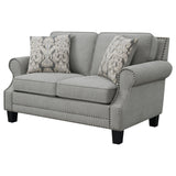 Sheldon Upholstered Loveseat with Rolled Arms Grey