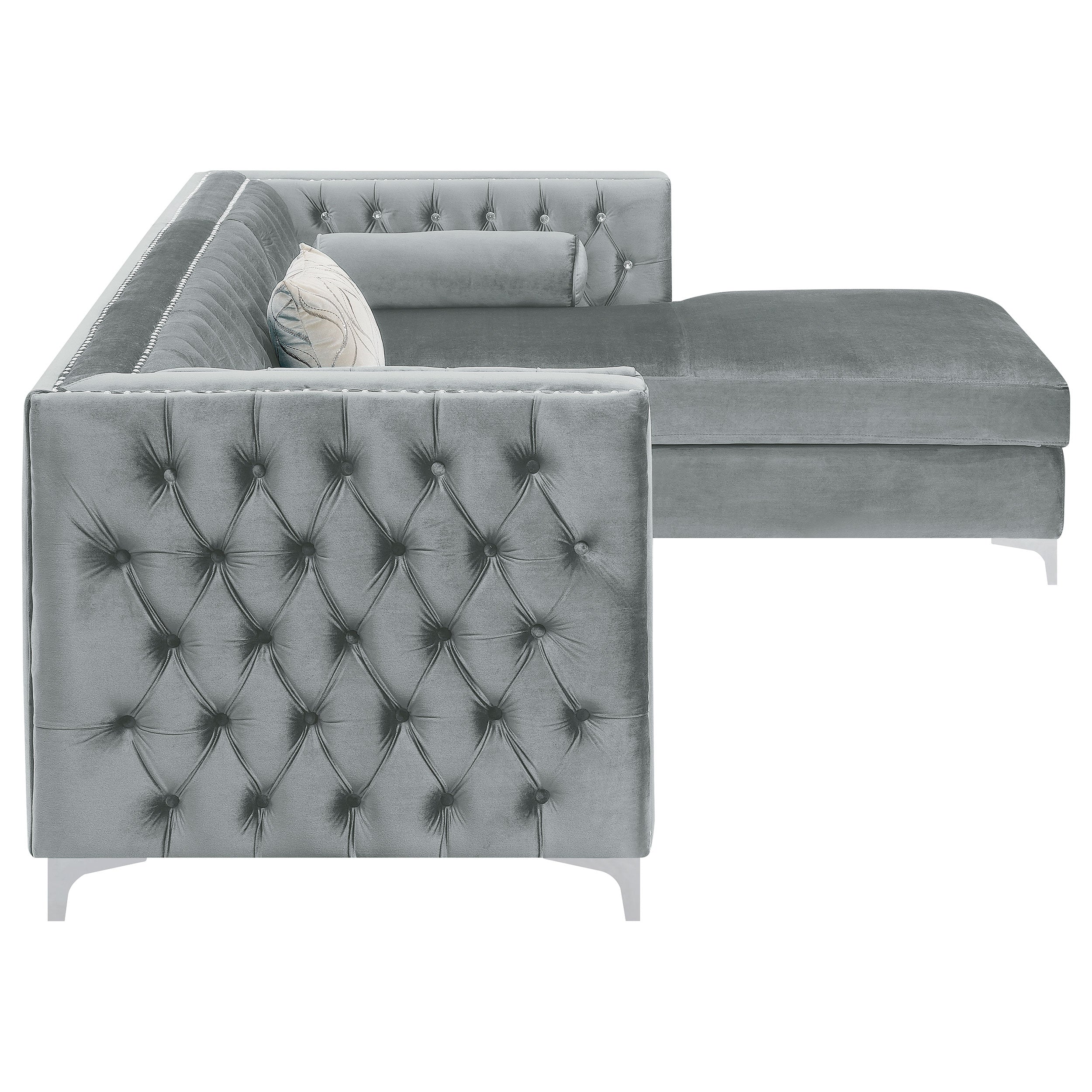 Bellaire Button-tufted Upholstered Sectional Silver