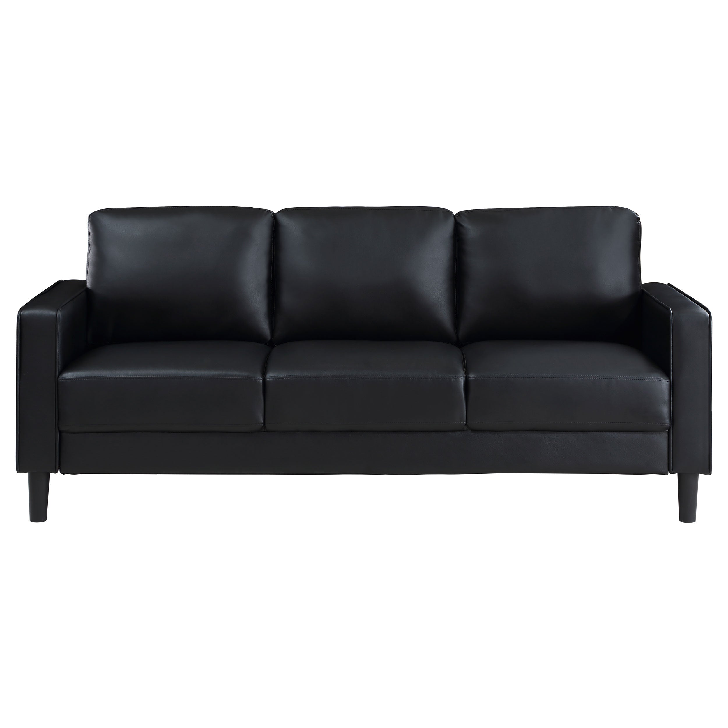 Ruth Upholstered Track Arm Faux Leather Sofa Black