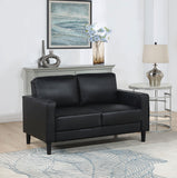 Ruth Upholstered Track Arm Faux Leather Loveseat Black