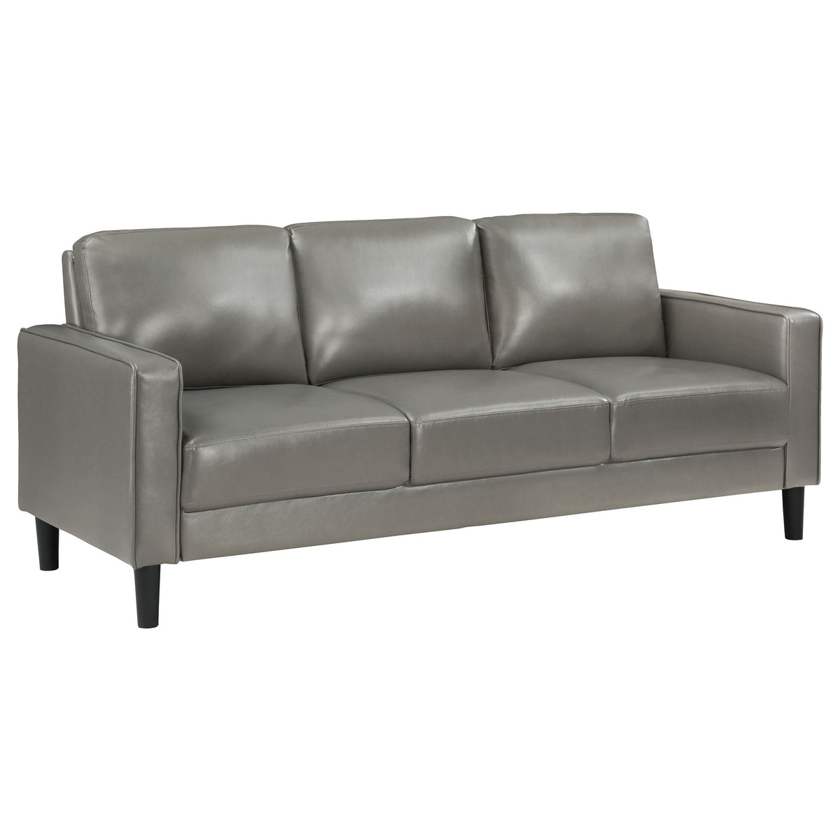 Ruth Upholstered Track Arm Faux Leather Sofa Grey