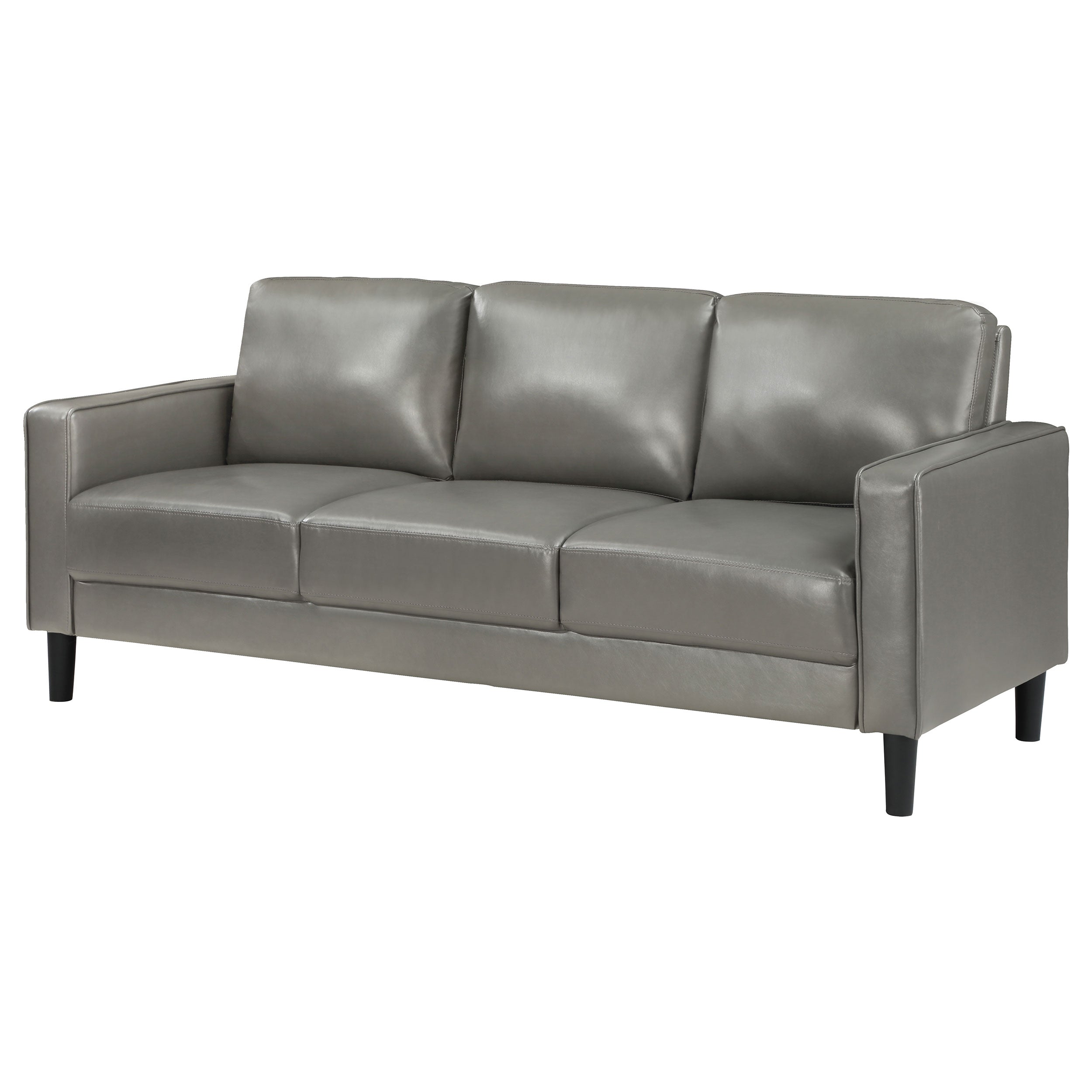 Ruth Upholstered Track Arm Faux Leather Sofa Grey