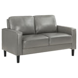 Ruth Upholstered Track Arm Faux Leather Loveseat Grey