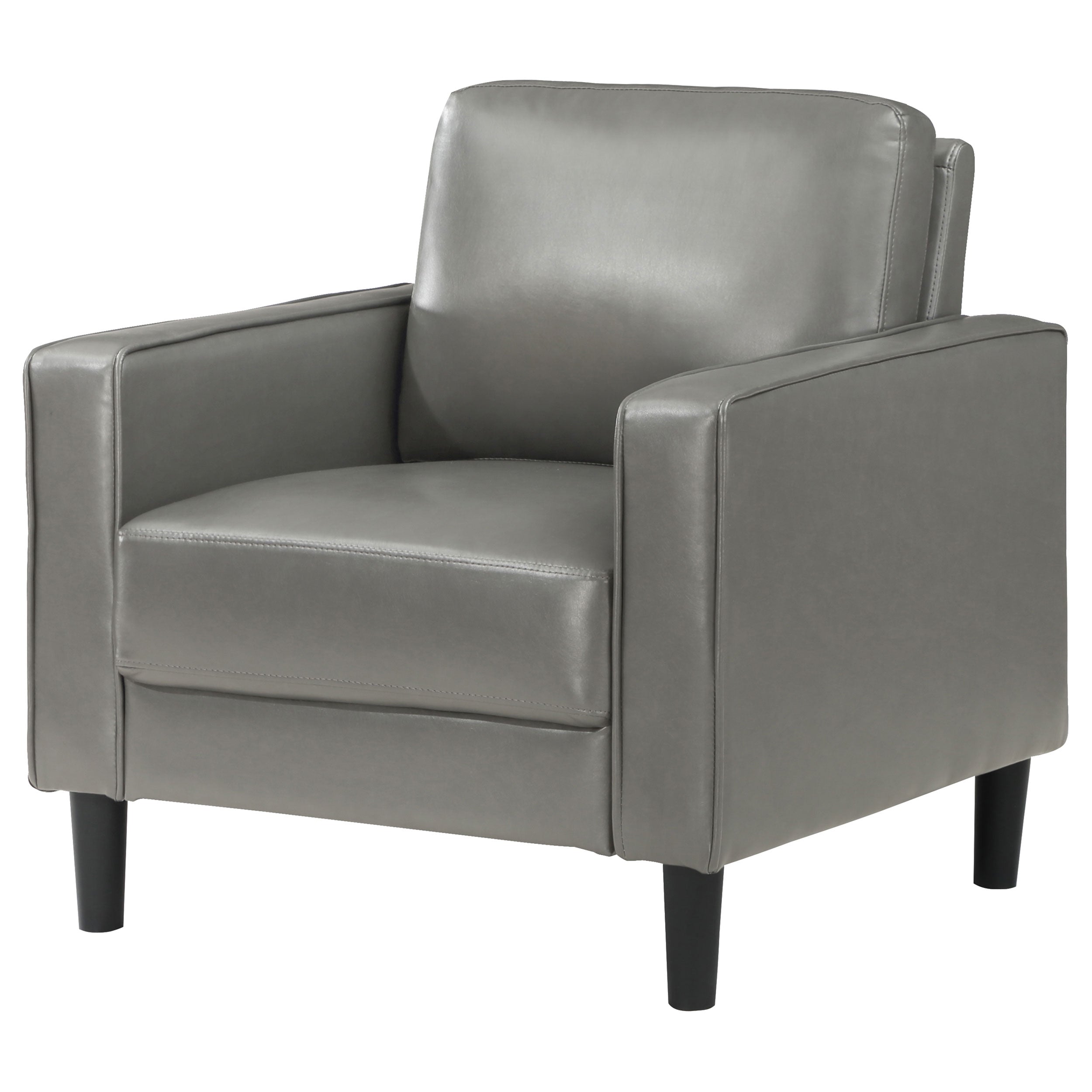 Ruth Upholstered Track Arm Faux Leather Accent Chair Grey