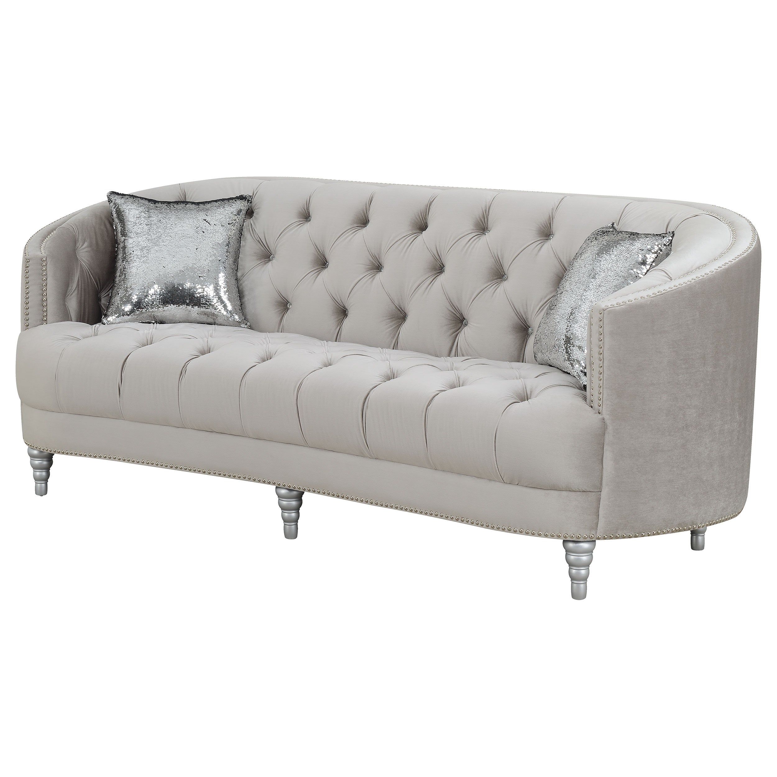 Avonlea Sloped Arm Tufted Sofa Grey