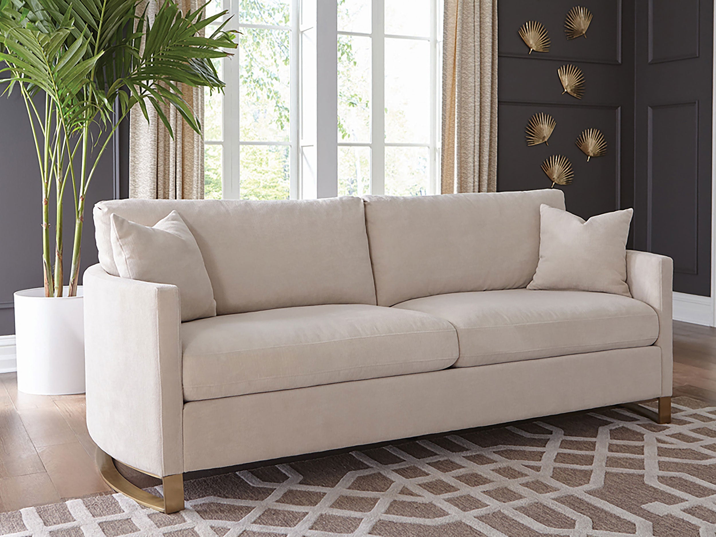 Corliss Upholstered Arched Arms Sofa Beige