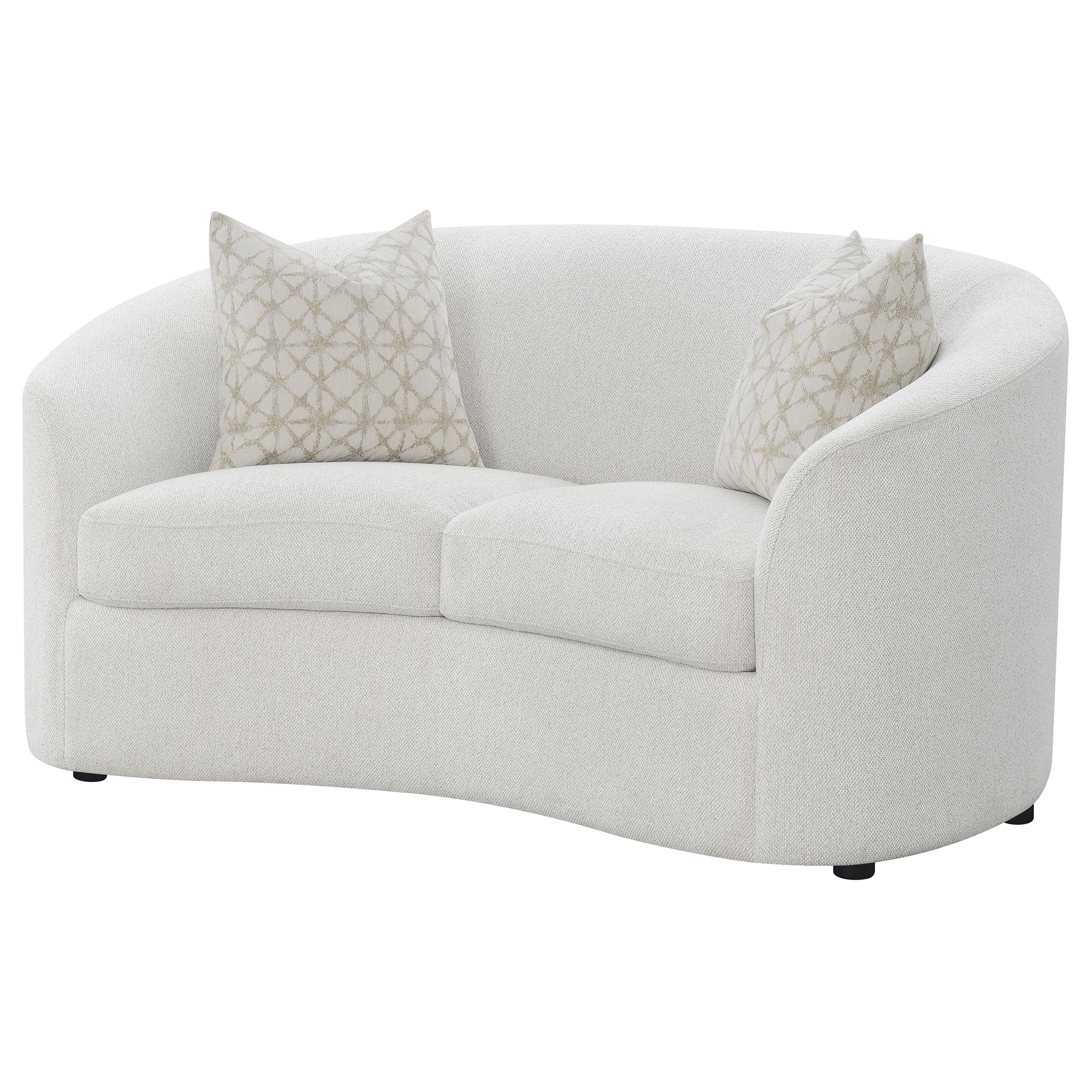 Rainn Upholstered Tight Back Loveseat Latte