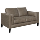 Locke Upholstered Track Arms Loveseat Vintage Brown