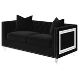 Delilah Upholstered Tufted Tuxedo Arm Loveseat Black