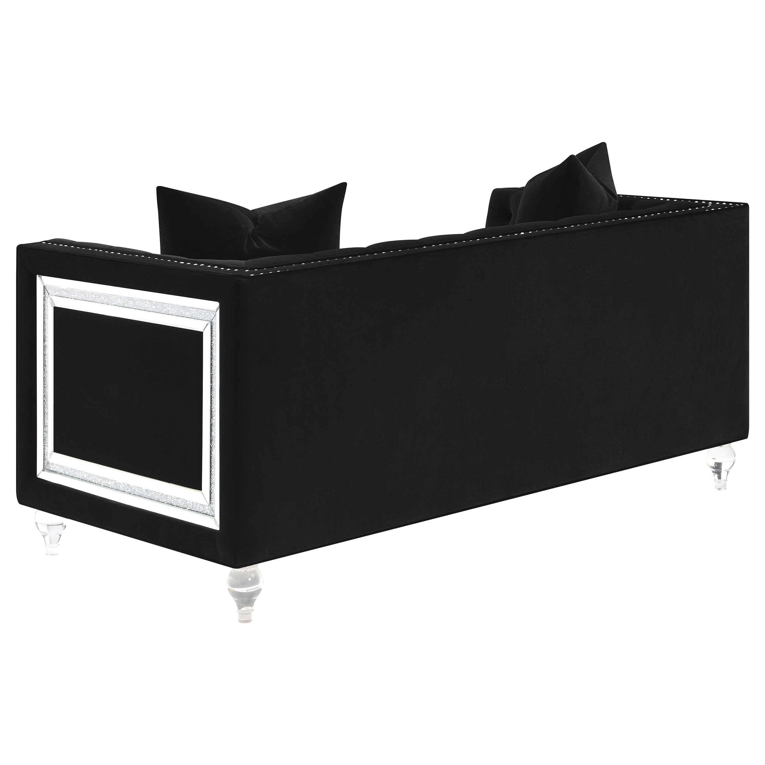 Delilah Upholstered Tufted Tuxedo Arm Loveseat Black