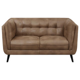 Thatcher Upholstered Button Tufted Loveseat Brown