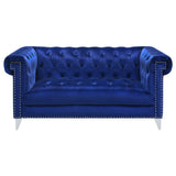 Bleker Tufted Tuxedo Arm Loveseat Blue