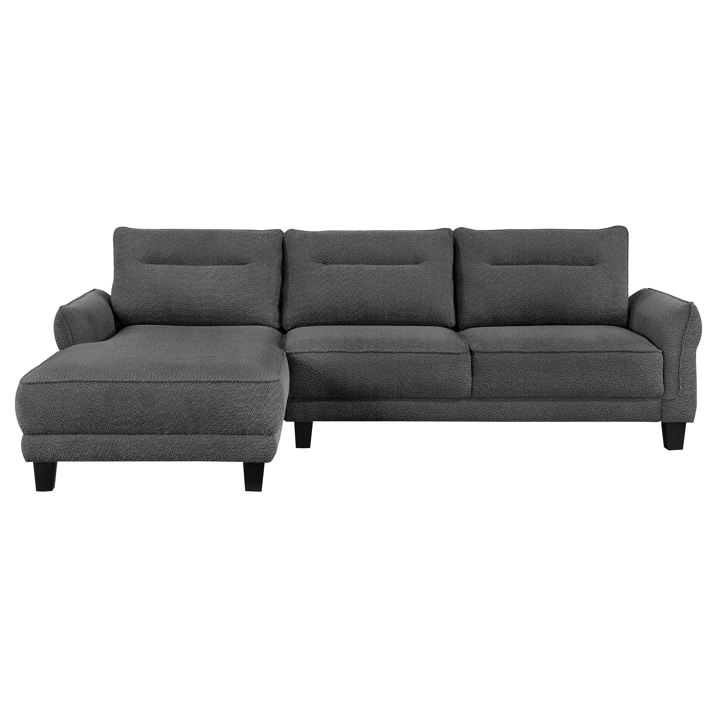 Caspian Upholstered Curved Arms Sectional Sofa Grey