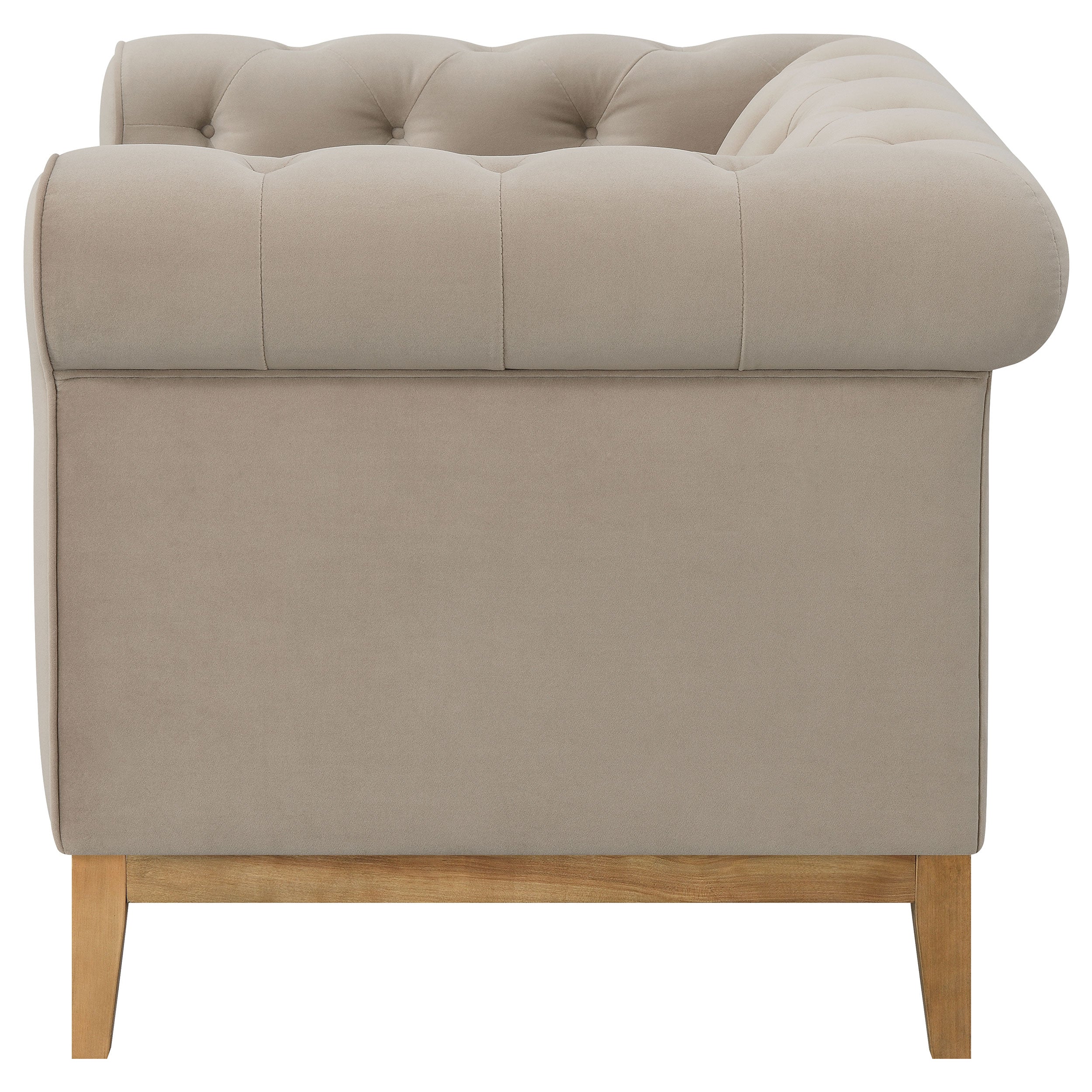 Sandrine Button Tufted Tuxedo Arms Sofa Camel