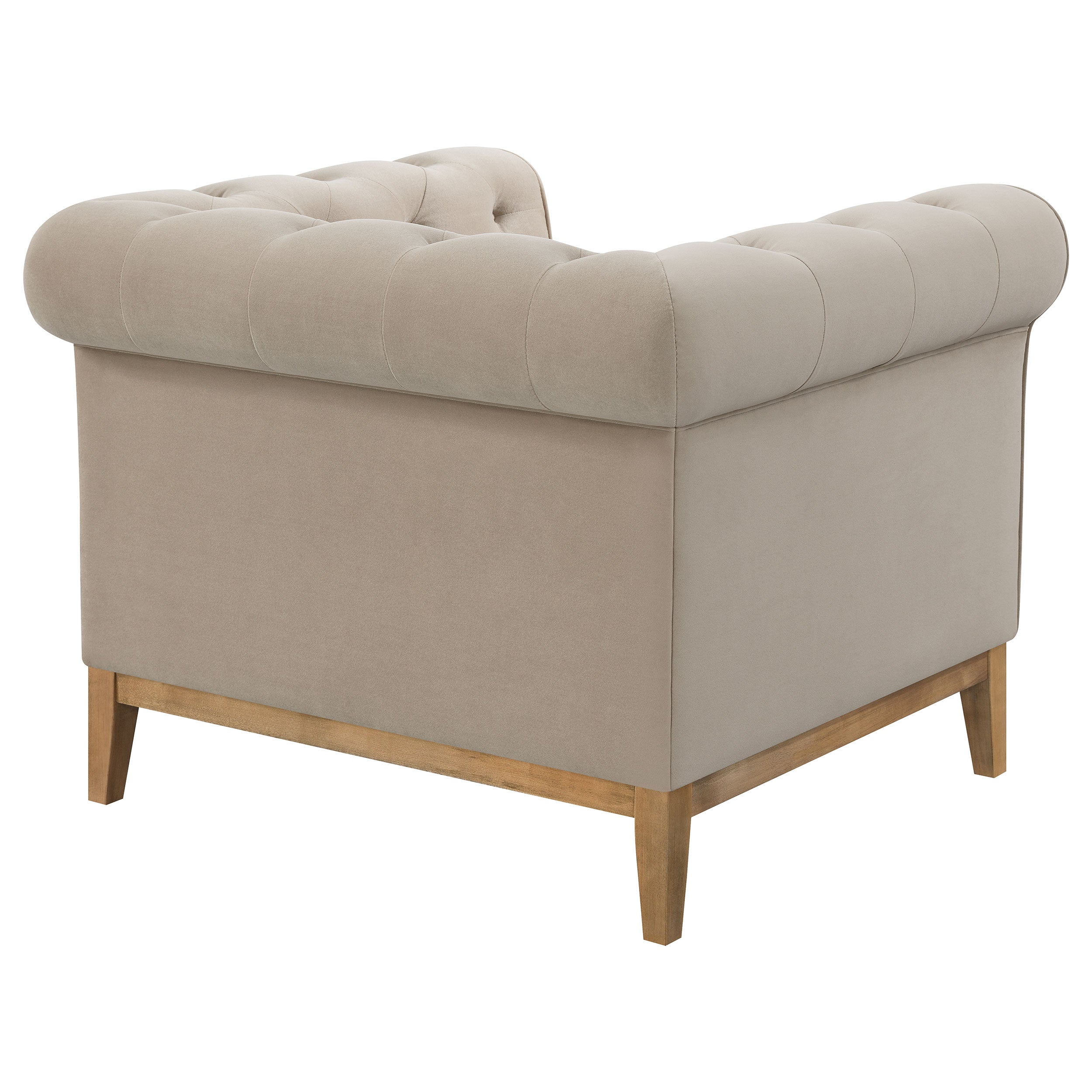 Sandrine Button Tufted Tuxedo Arms Sofa Camel