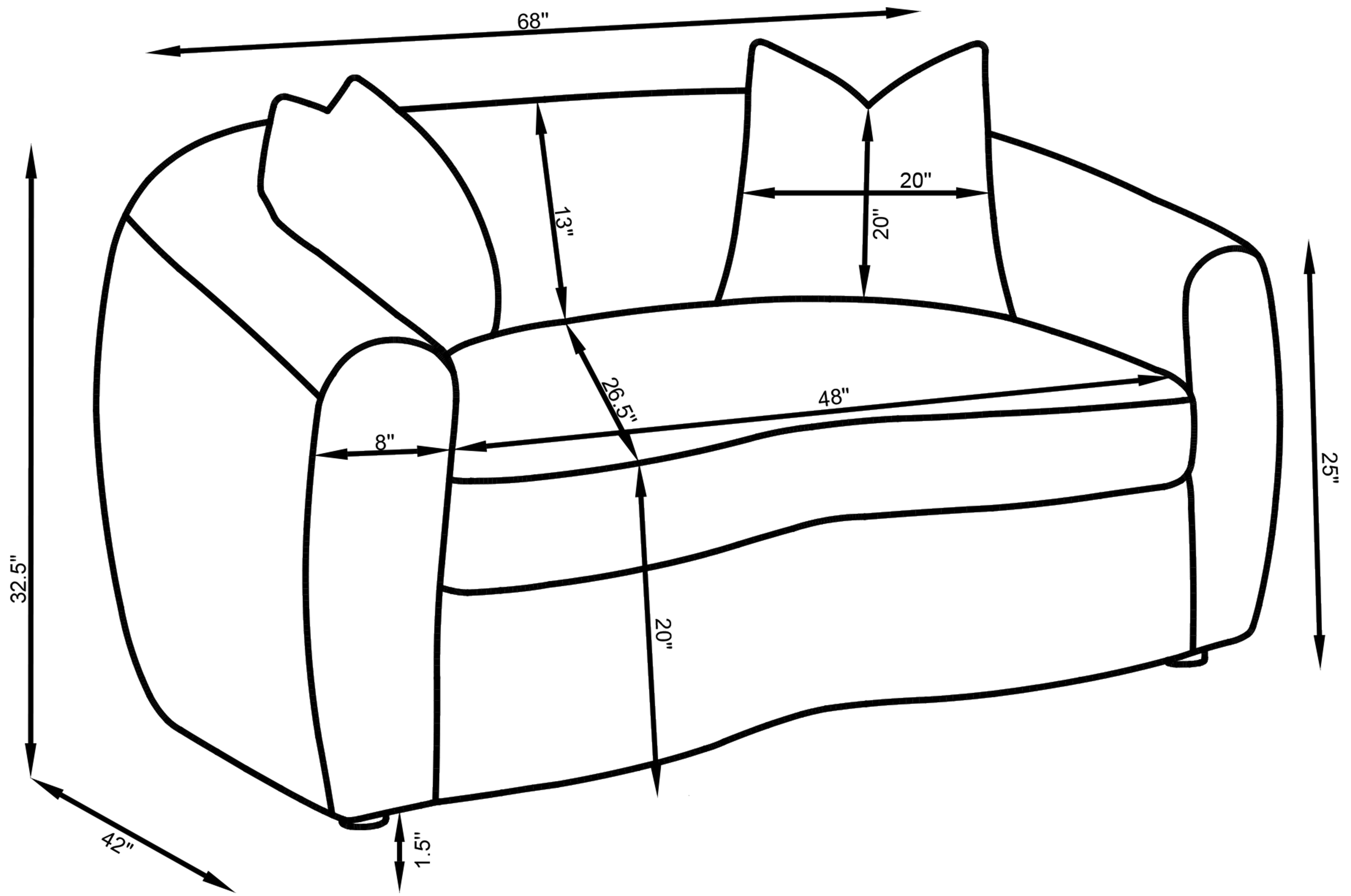 Isabella Upholstered Tight Back Loveseat White