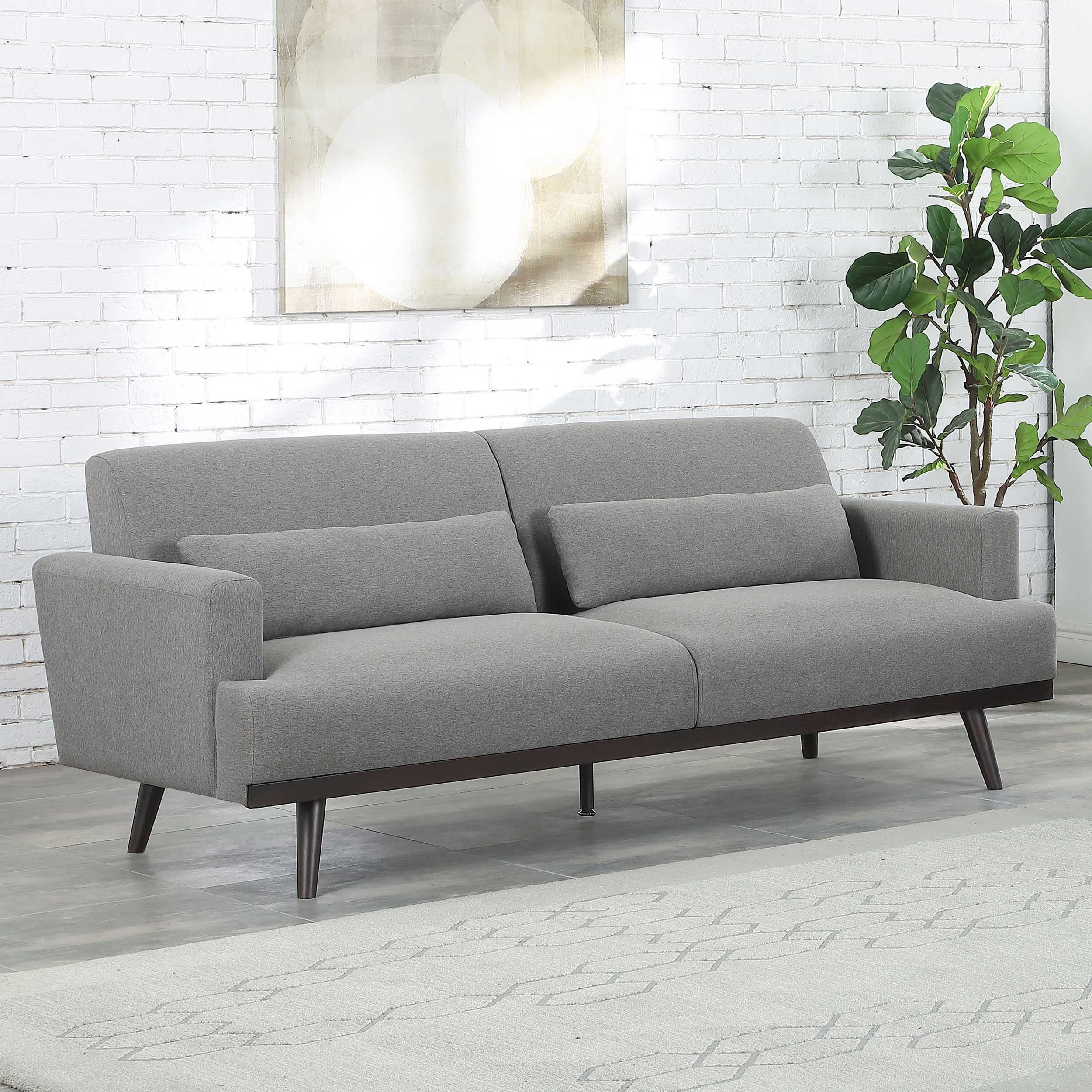 Blake Upholstered Sofa with Track Arms Sharkskin and Dark Brown