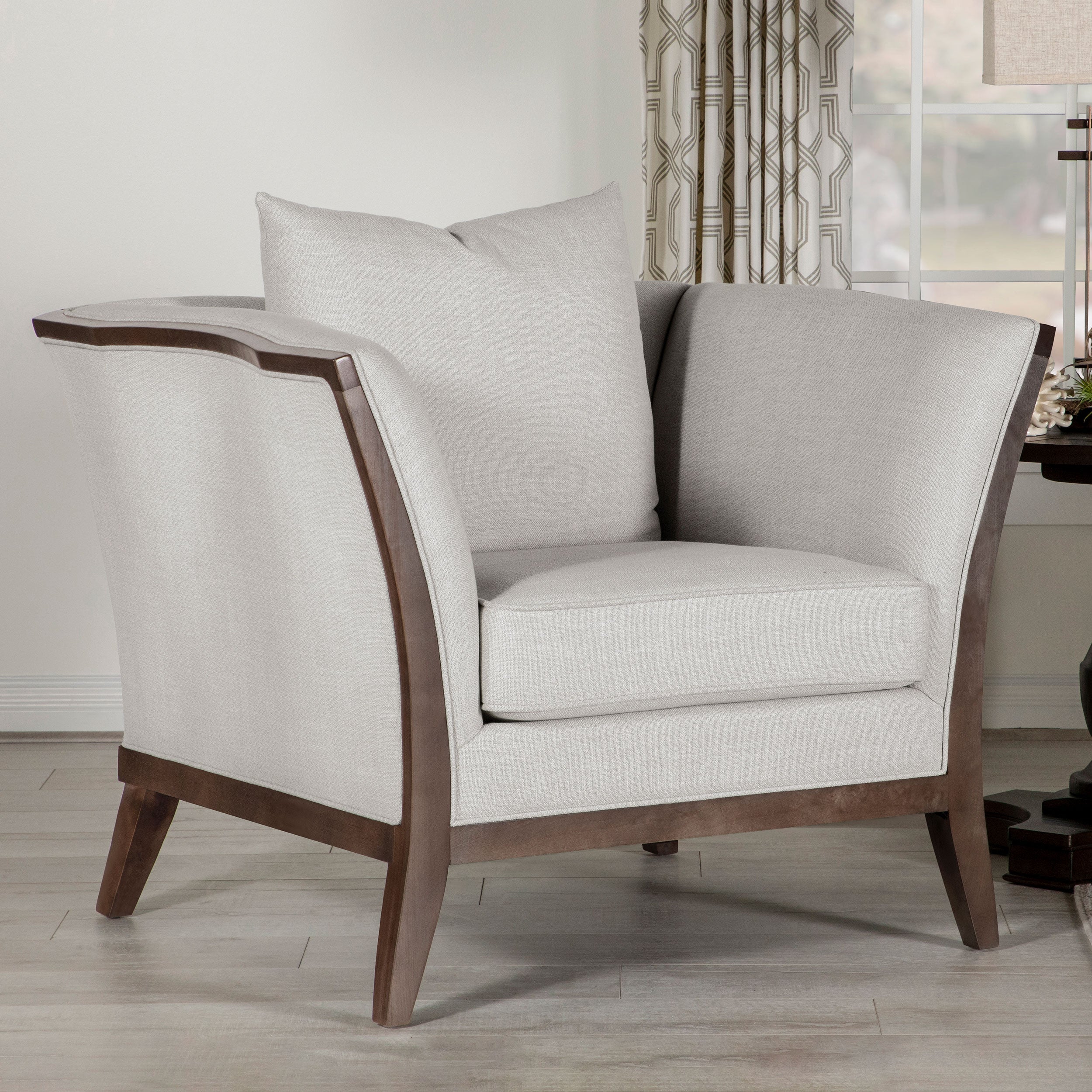 Lorraine Upholstered Chair with Flared Arms Beige