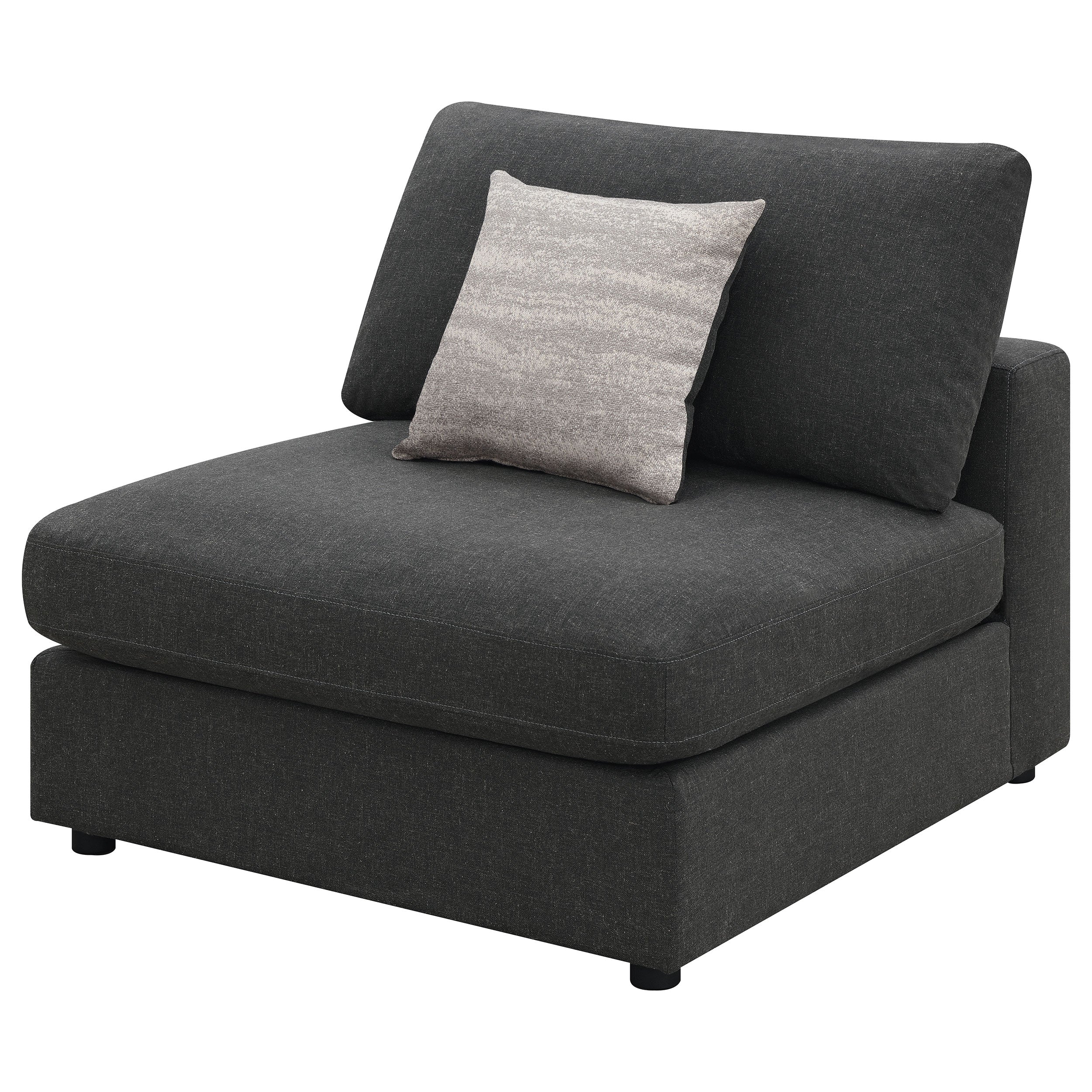 Serene Upholstered Armless Chair Charcoal