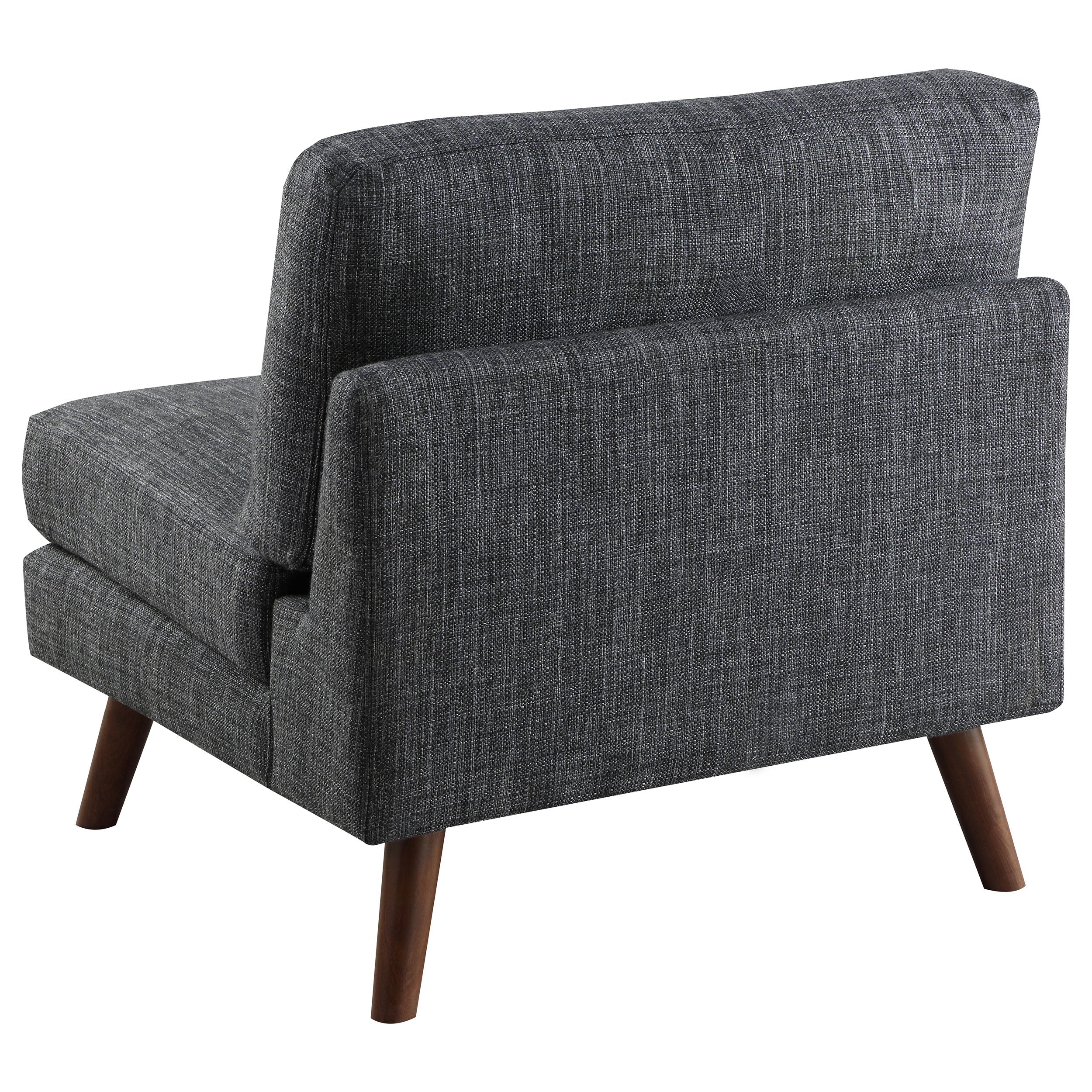 Churchill Tufted Cushion Back Armless Chair Dark Grey and Walnut