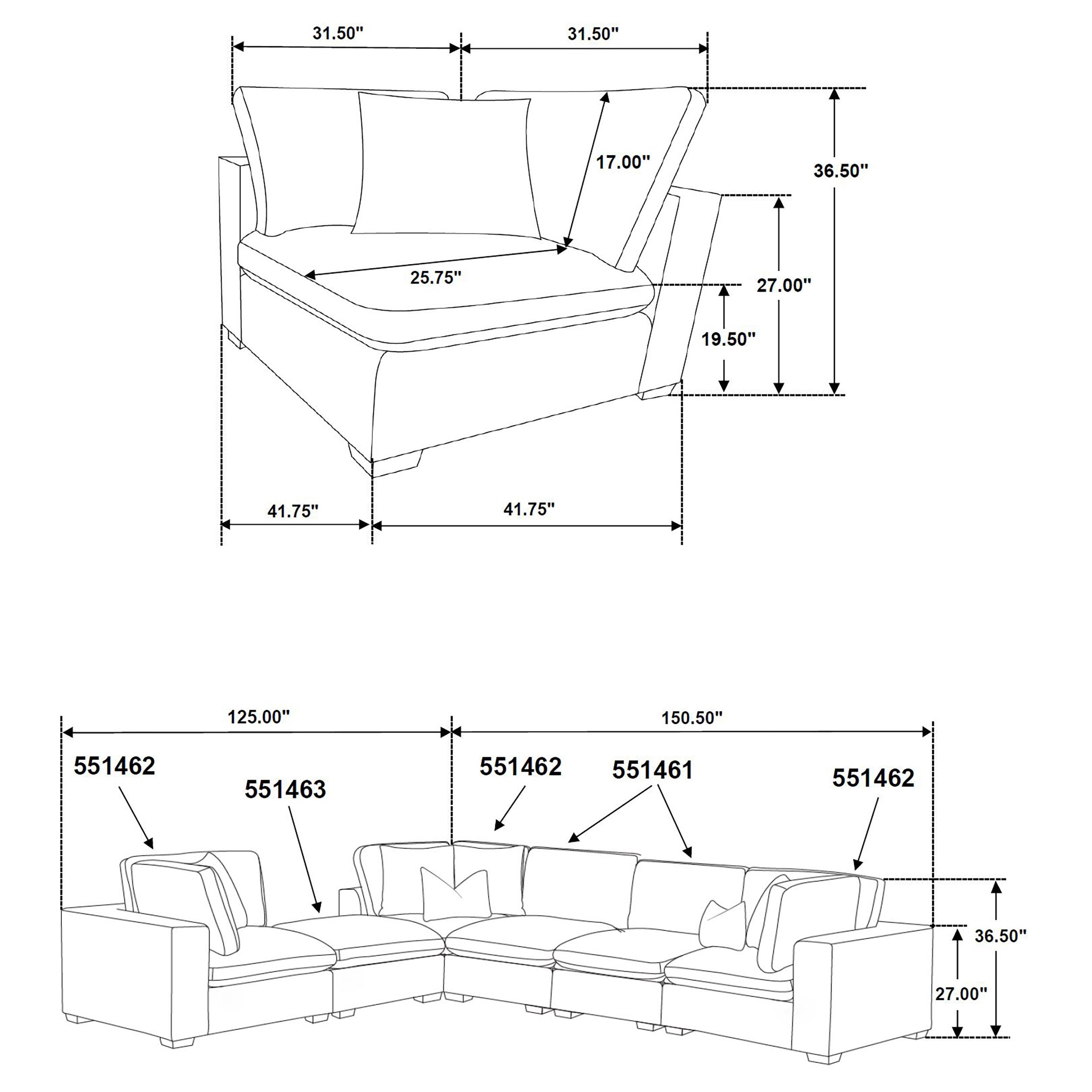 Lakeview  Upholstered Modular Sectional Sofa Ivory