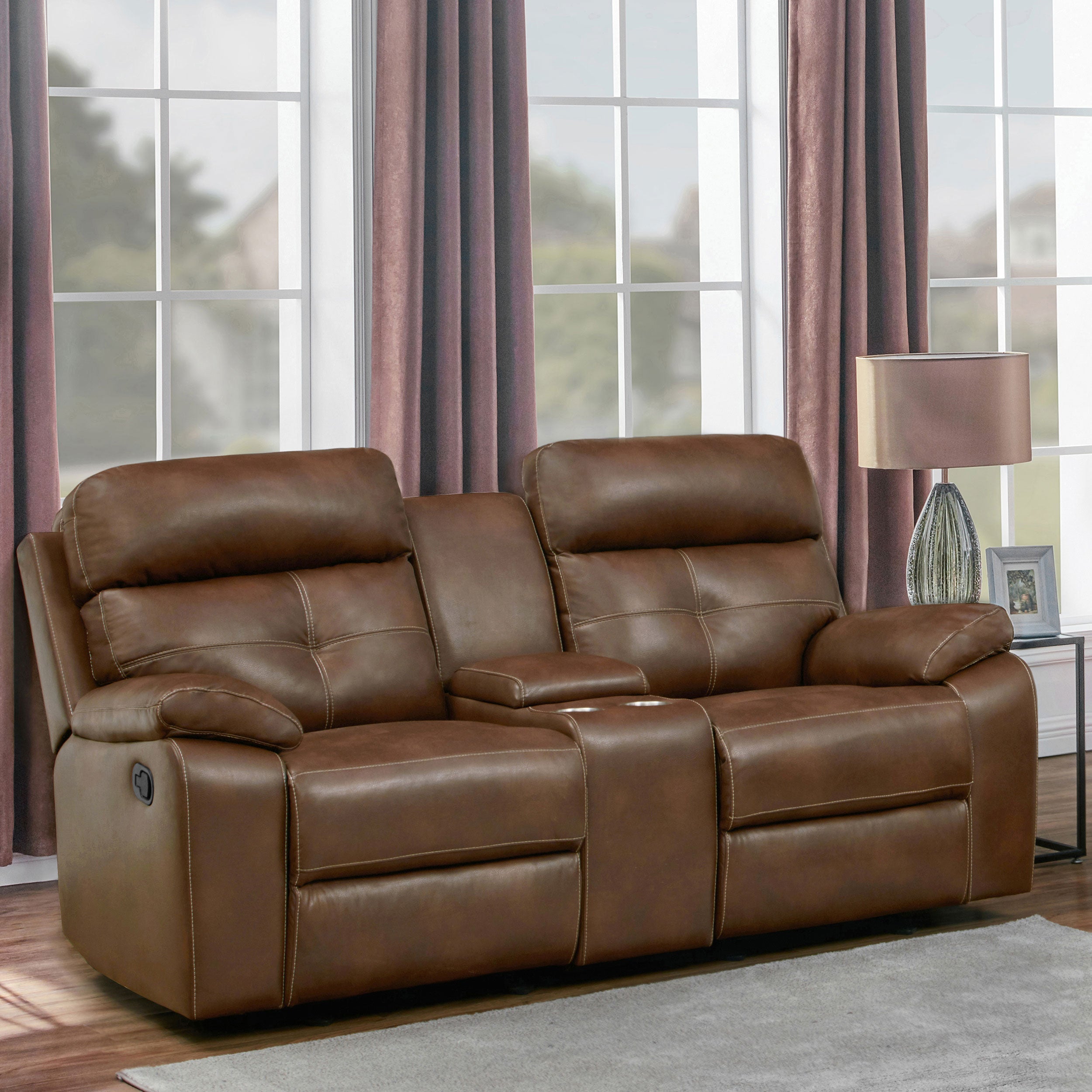 Damiano Button Tufted Glider Loveseat Tri-tone Brown