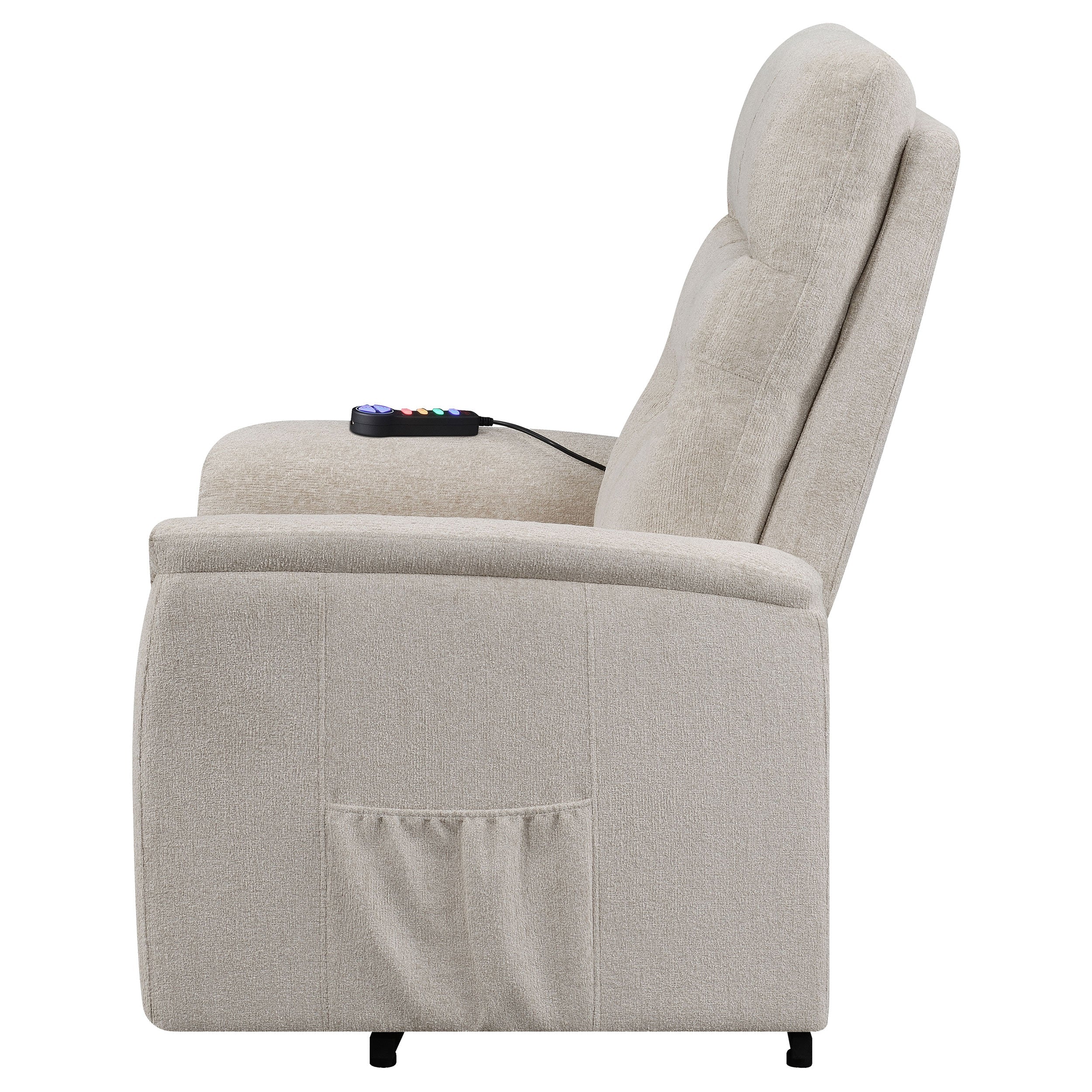 Henrietta Power Lift Recliner with Storage Pocket Beige