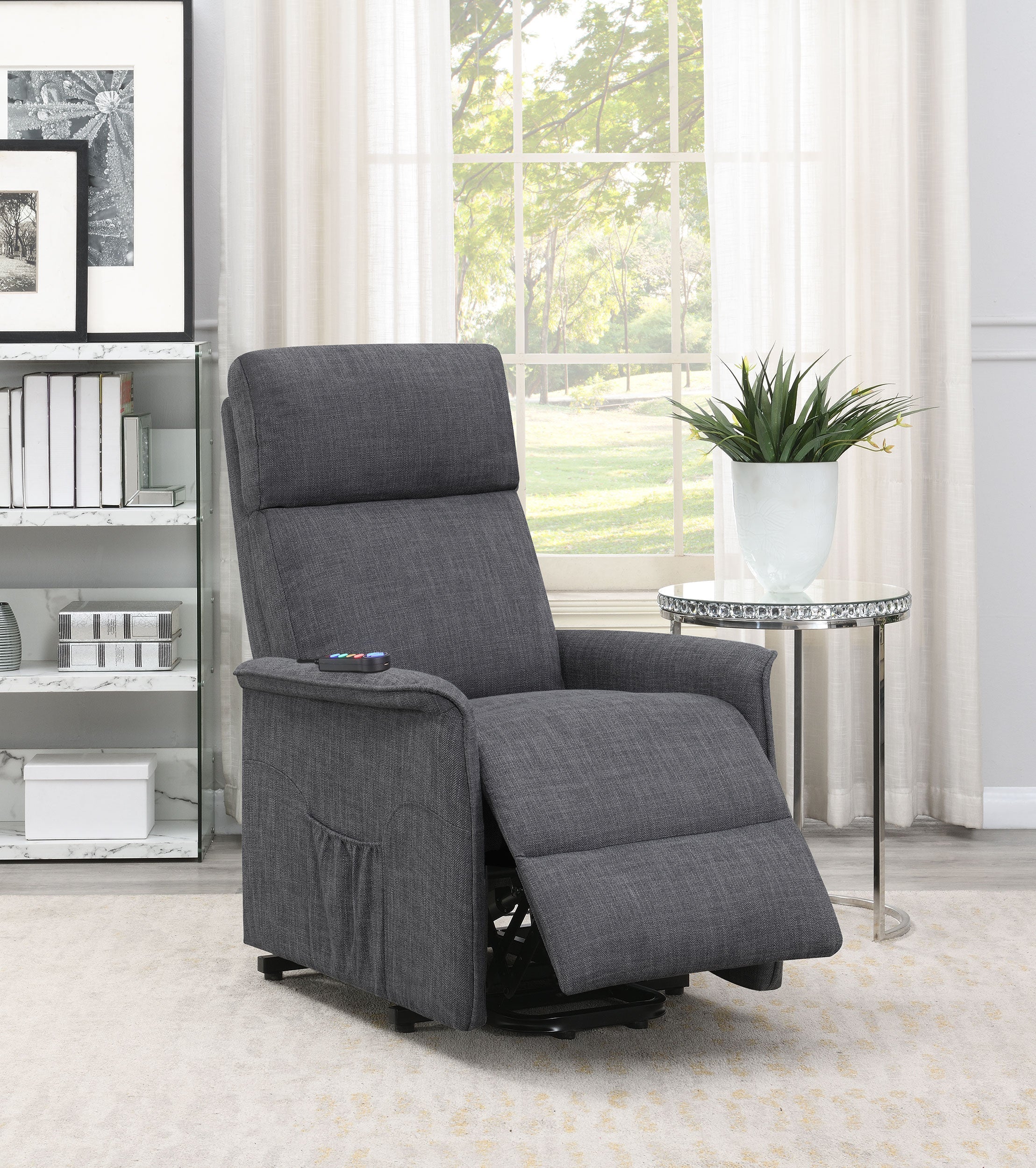 Herrera Power Lift Recliner with Wired Remote Charcoal