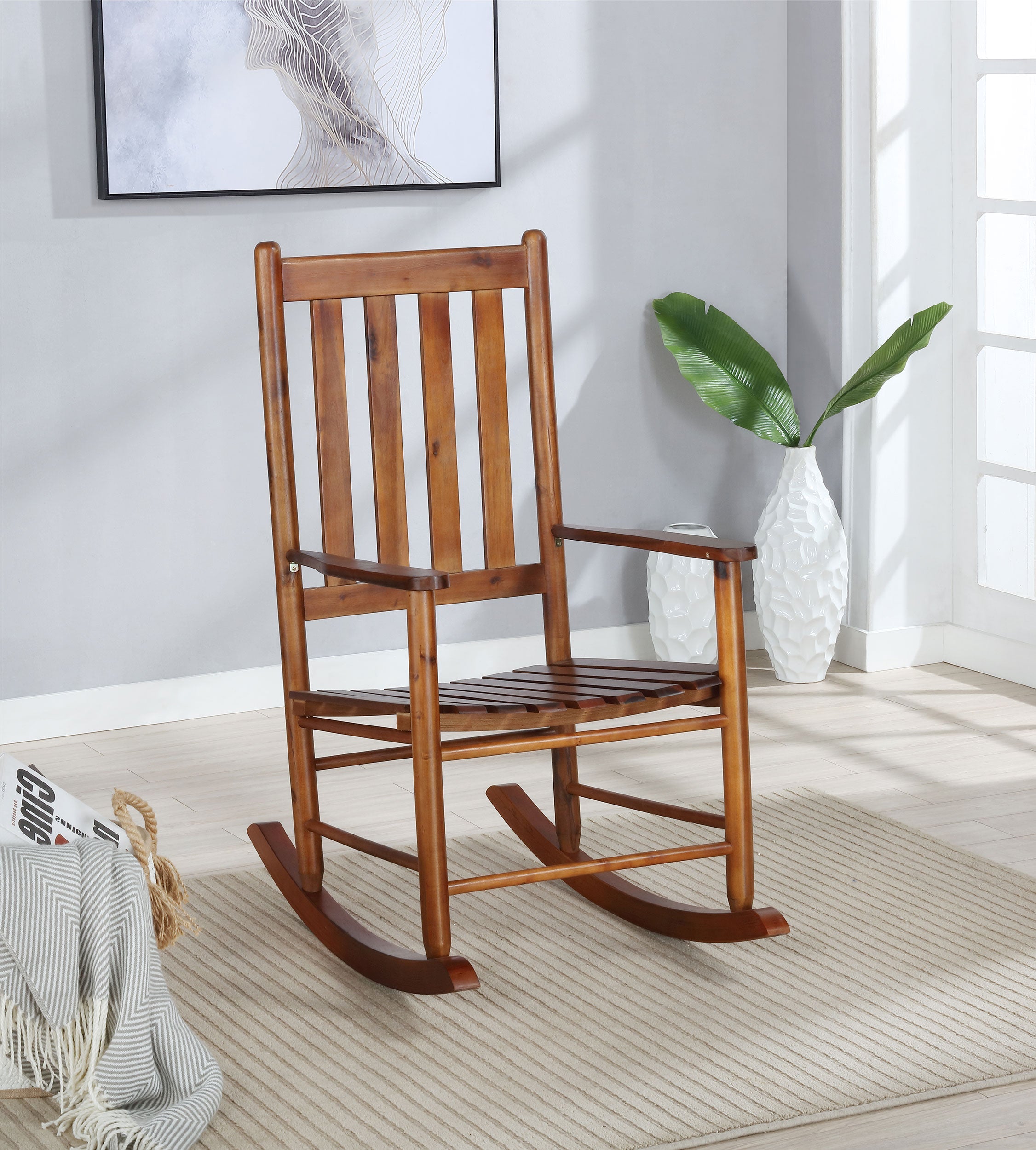 Annie Slat Back Wooden Rocking Chair White