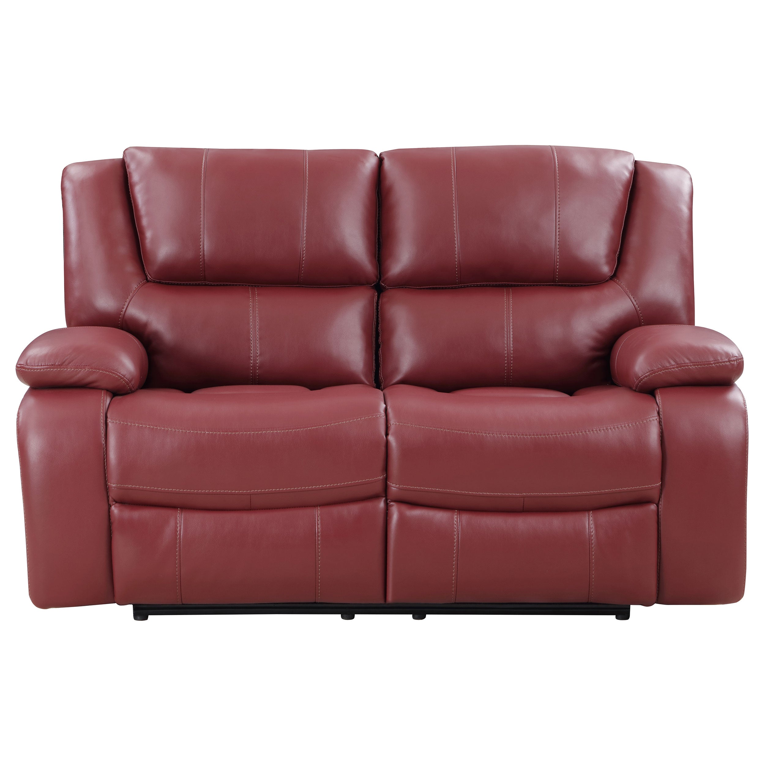 Camila Upholstered Motion Reclining Loveseat Red Faux Leather