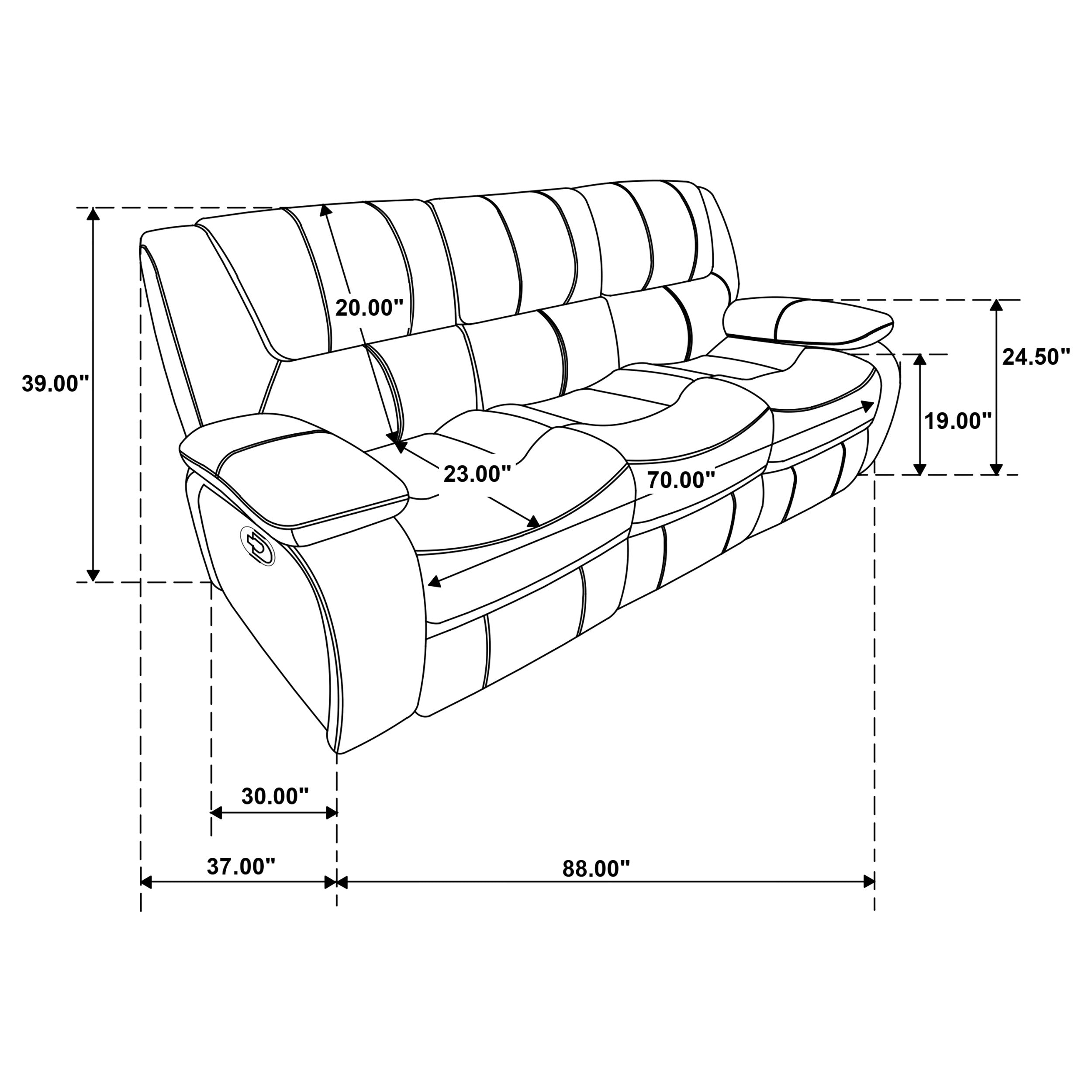 Camila Upholstered Motion Reclining Sofa Black