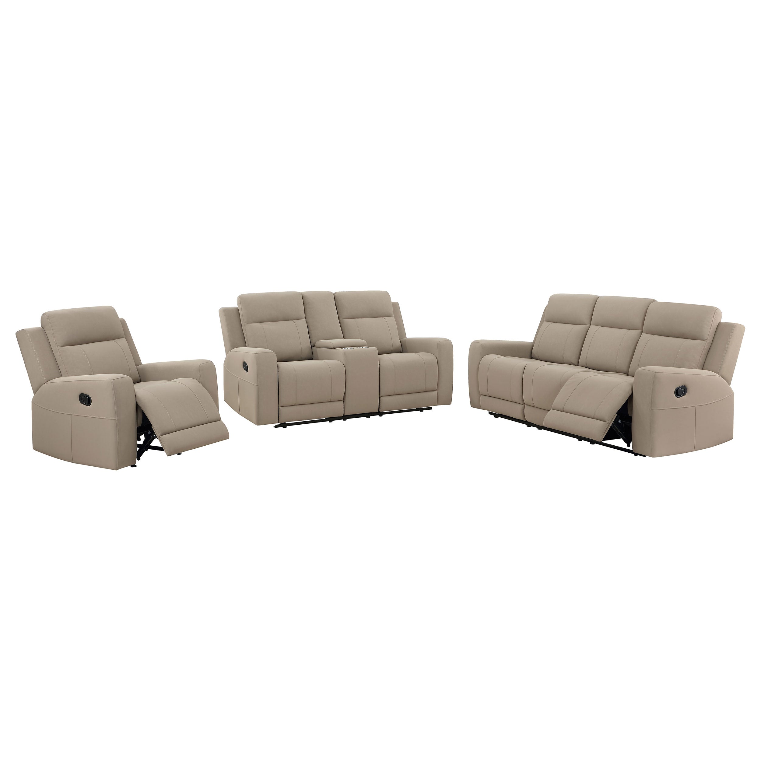 Brentwood  Upholstered Reclining Sofa Set Taupe