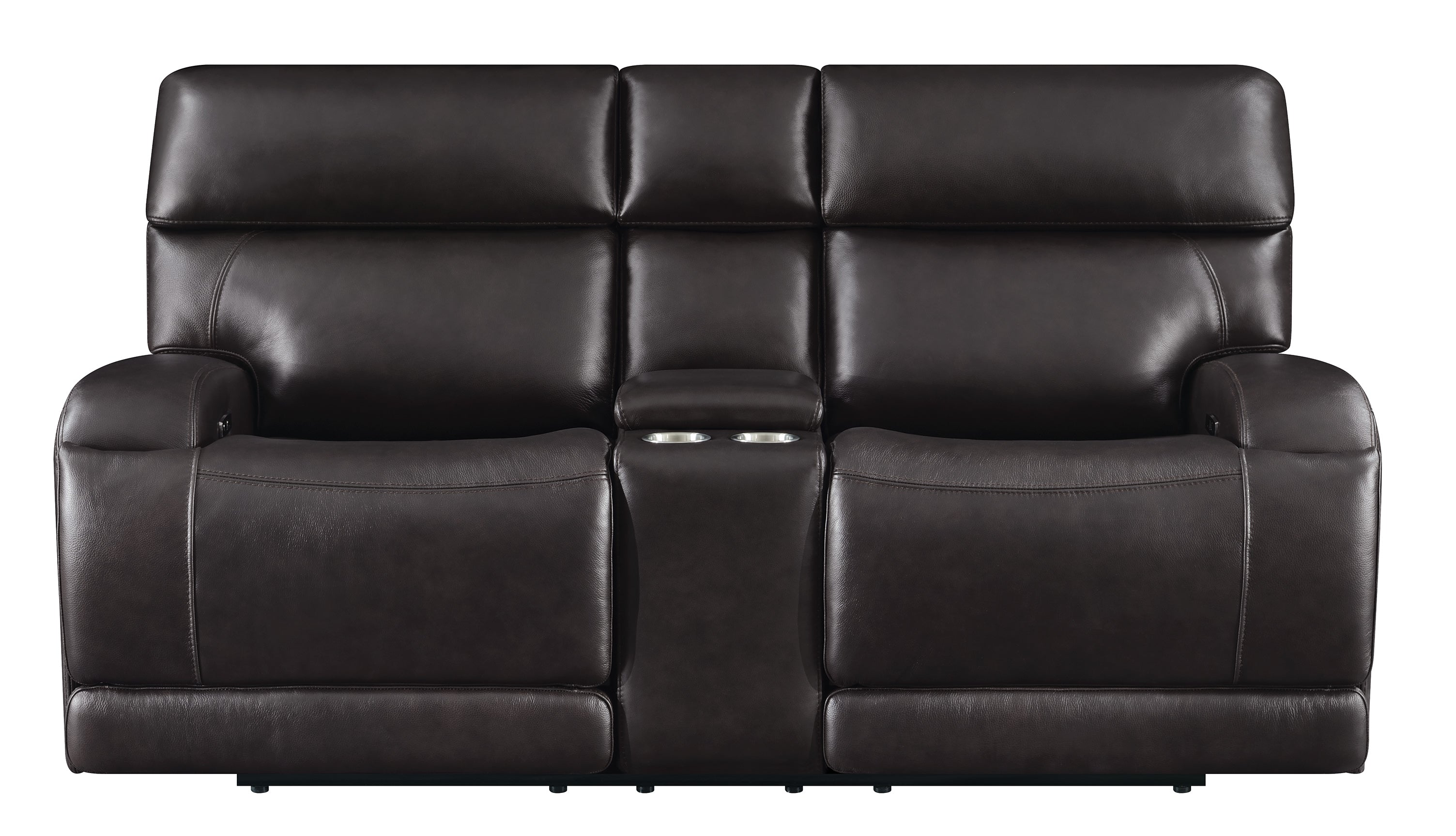 Longport Upholstered Power Loveseat with Console Dark Brown