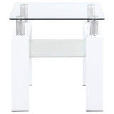 Dyer Square Glass Top End Table With Shelf White