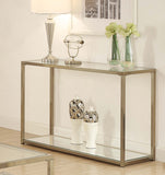 Cora Sofa Table with Mirror Shelf Chocolate Chrome