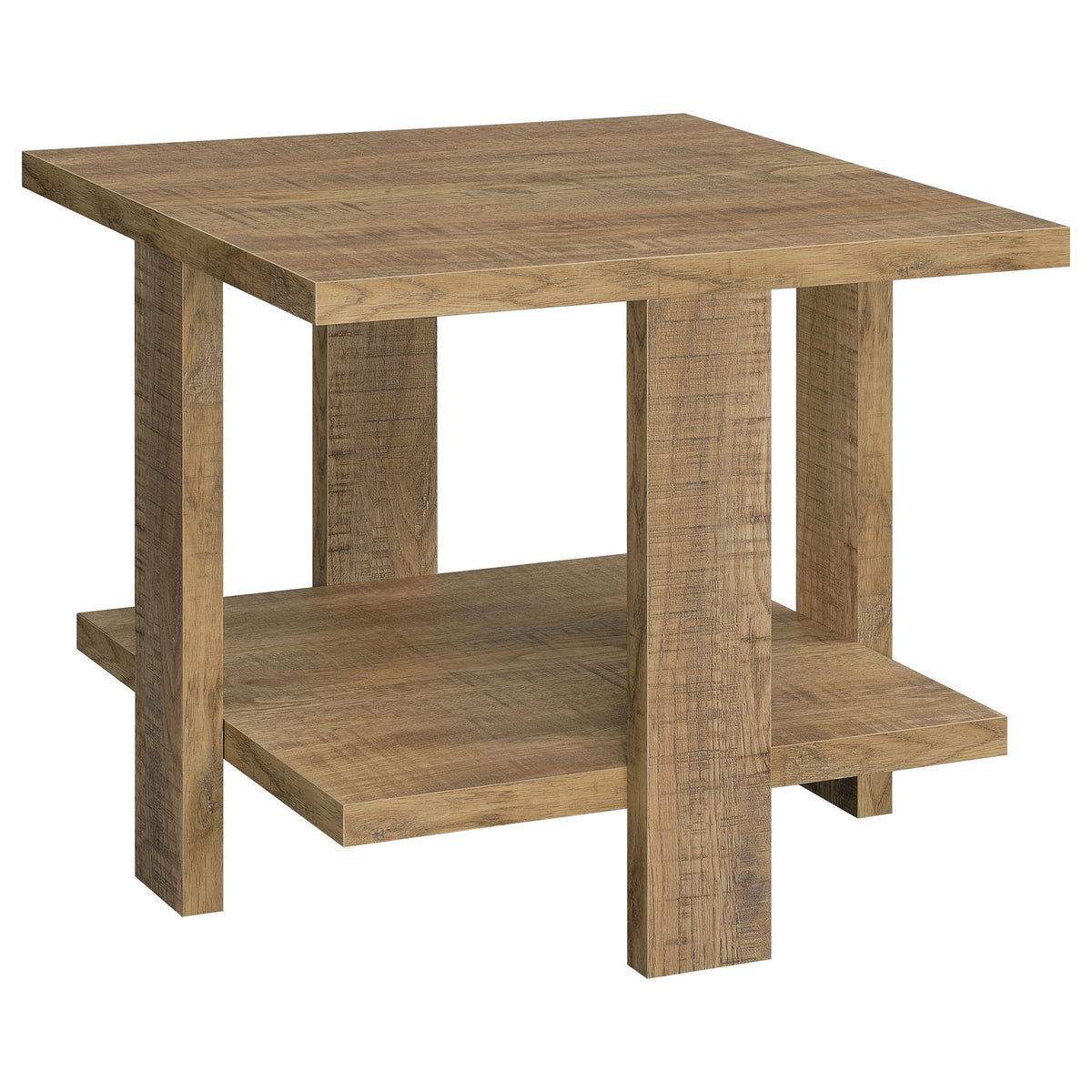 Dawn Square Engineered Wood End Table With Shelf Mango