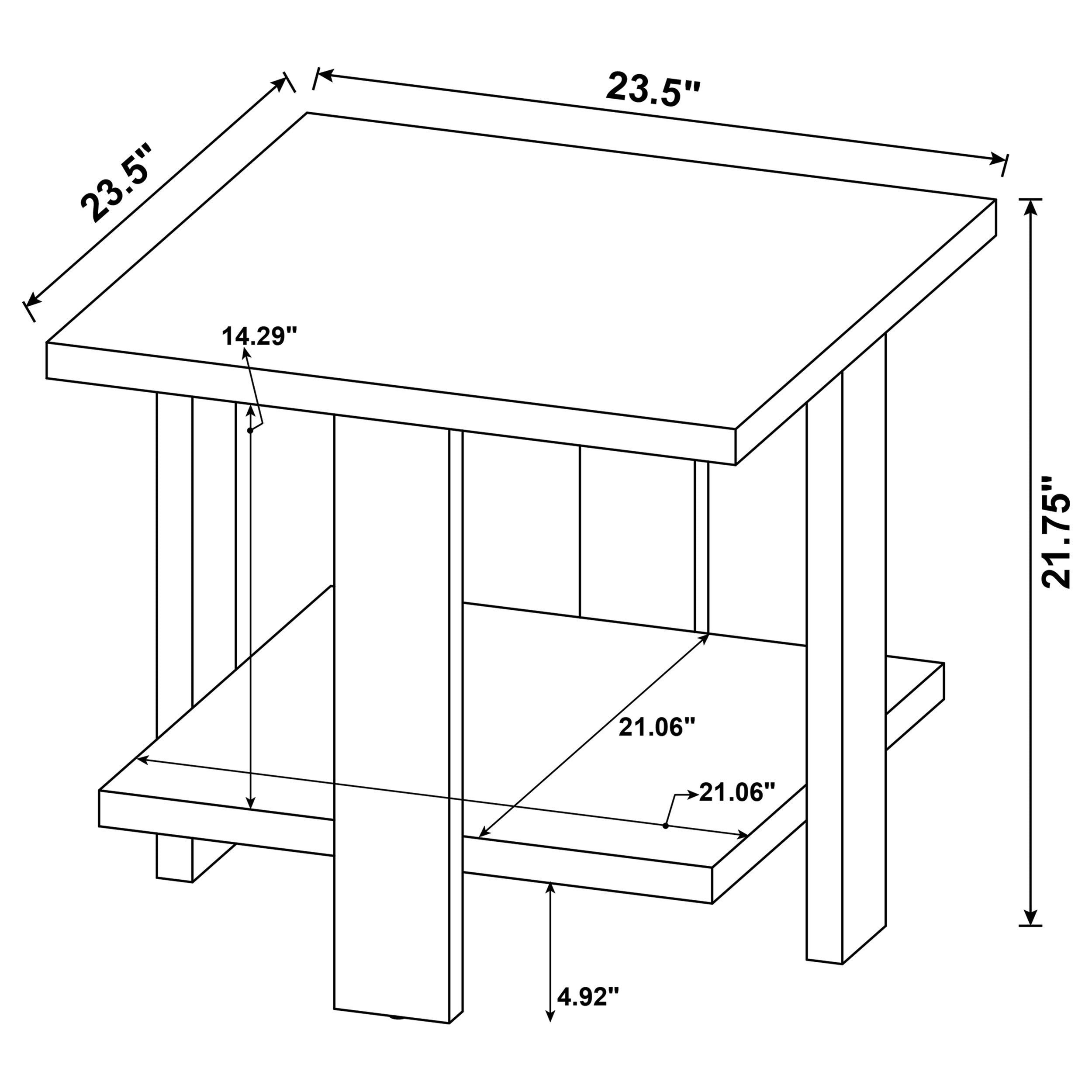 Dawn Square Engineered Wood End Table With Shelf Mango