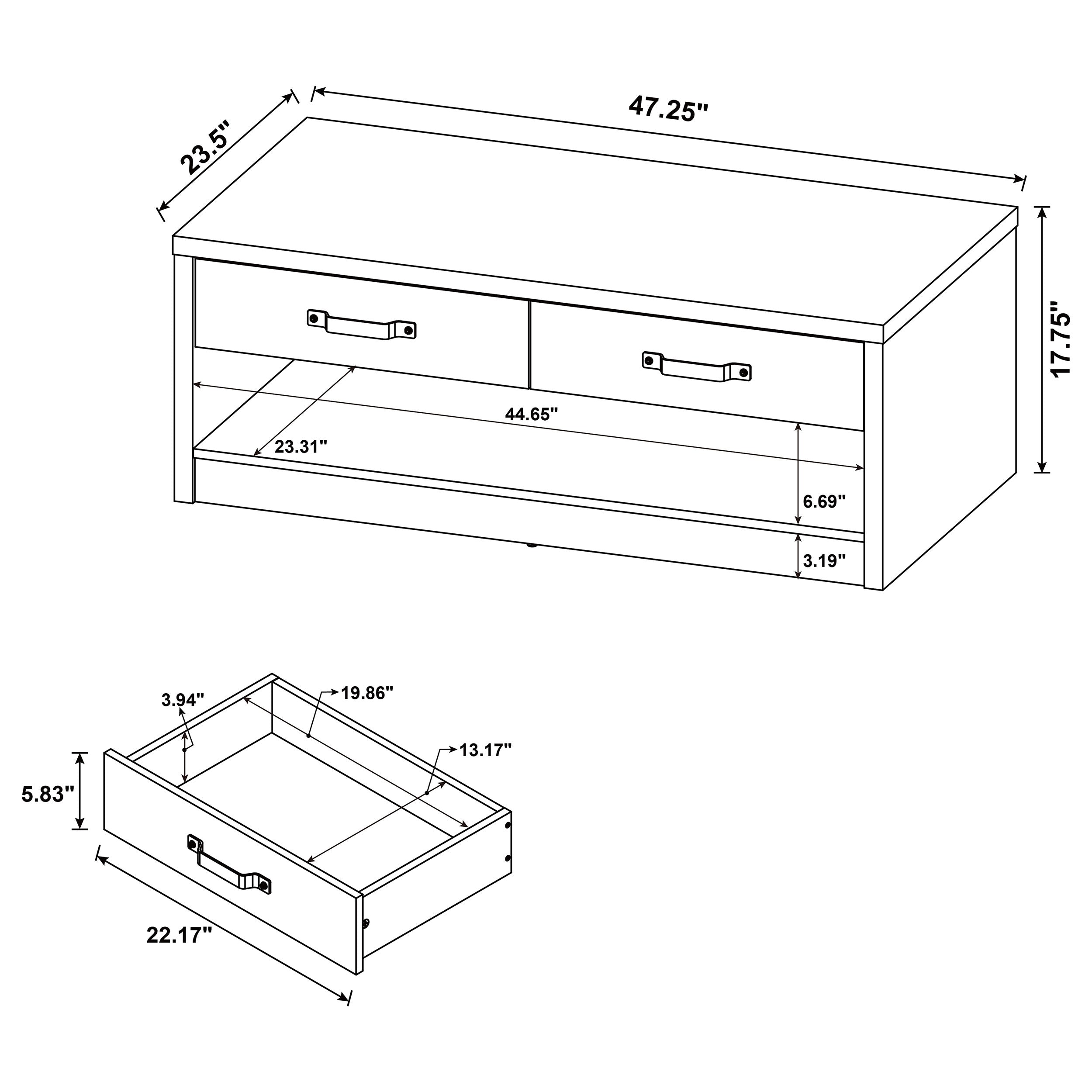 Felix 2-drawer Rectangular Engineered Wood Coffee Table Grey Driftwood