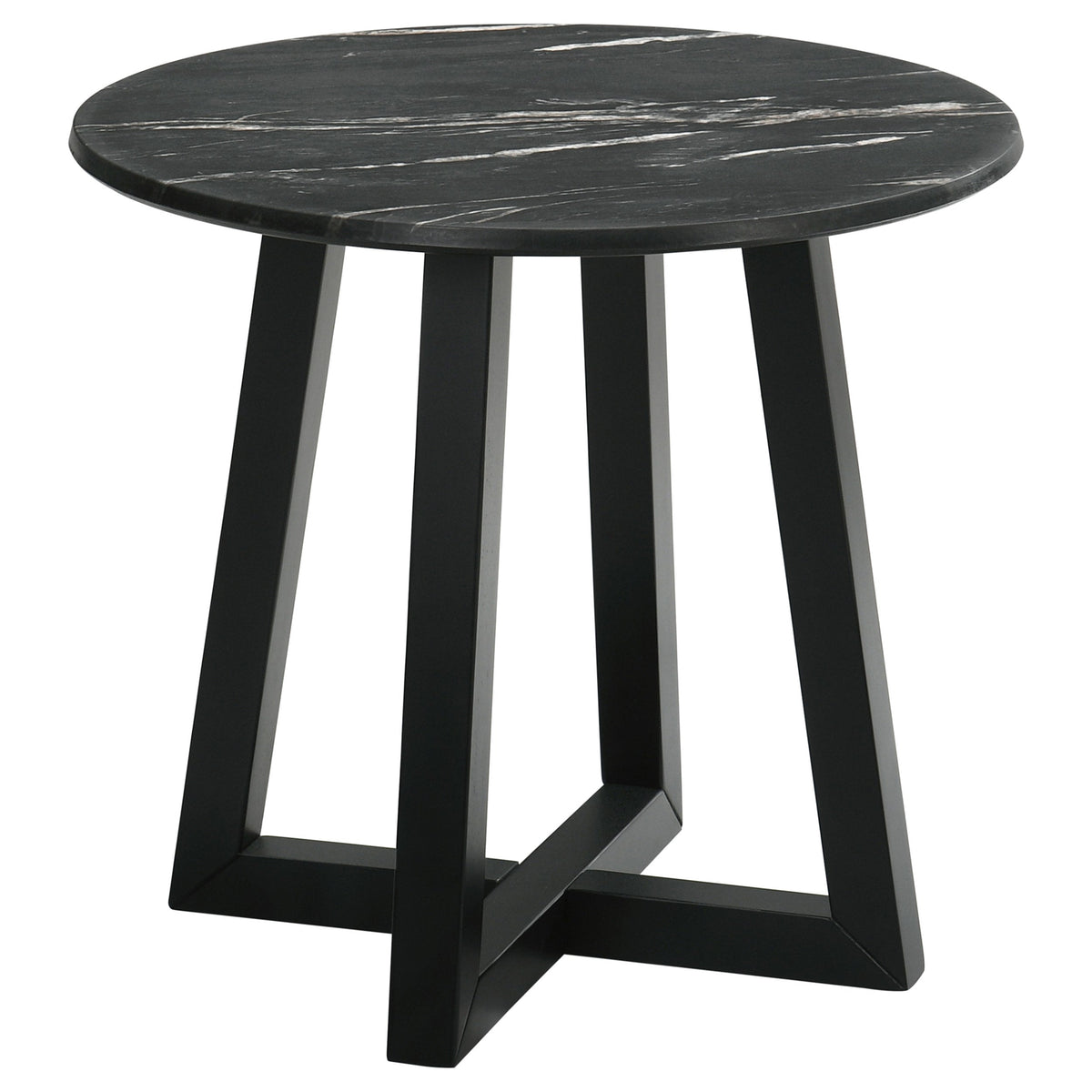 Skylark Round End Table with Marble-like Top Letizia and Light Oak