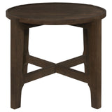 Cota Round Solid Wood End Table Dark Brown