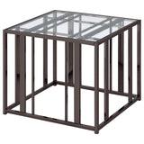 Adri Rectangular Glass Top End Table Clear and Black Nickel