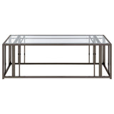 Adri Rectangular Glass Top Coffee Table Clear and Black Nickel