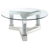 Octave Square Post Legs Round Coffee Table Mirror